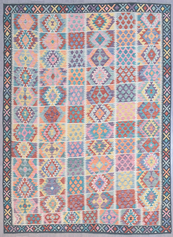 Multicolour Afghan Boho Kilim Wool Rug 345cm x 252cm