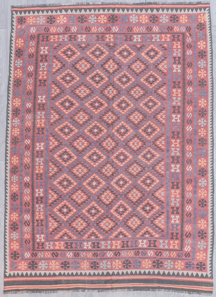 Red Vintage Persian Kilim Wool Rug 282cm x 200cm