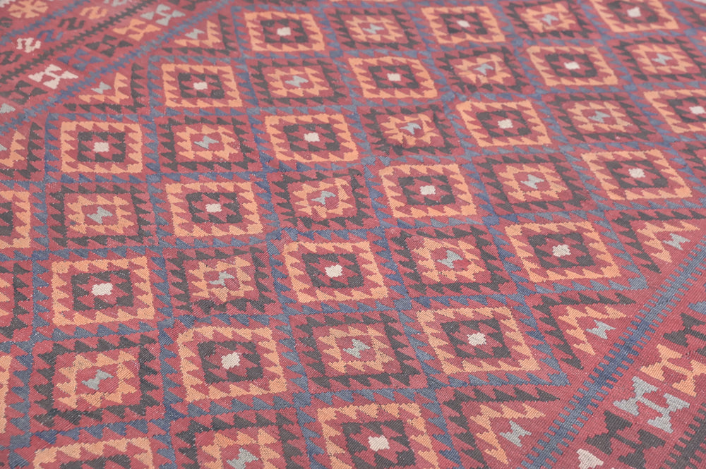 Red Vintage Persian Kilim Wool Rug 282cm x 200cm