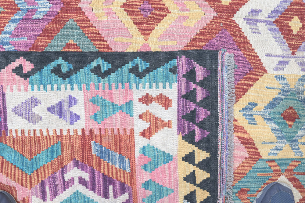 Mulitcolour Afghan Boho Kilim Wool Rug 287cm x 247cm