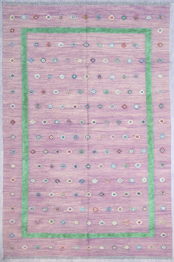 Purple Modern Persian Barjasta Kilim Wool Rug 296cm x 198cm