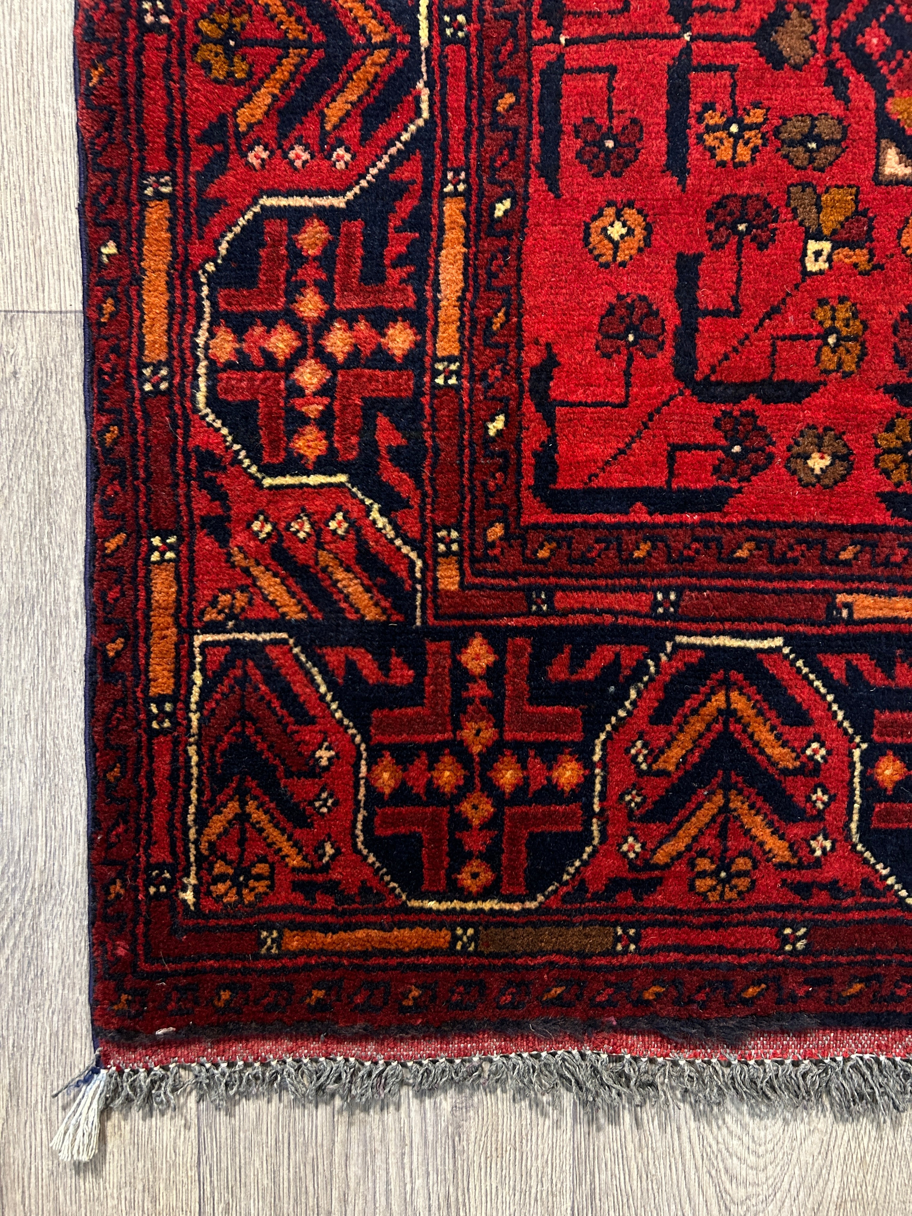 Red Vintage Afghan Kundus Wool Rug 148cm x 96cm