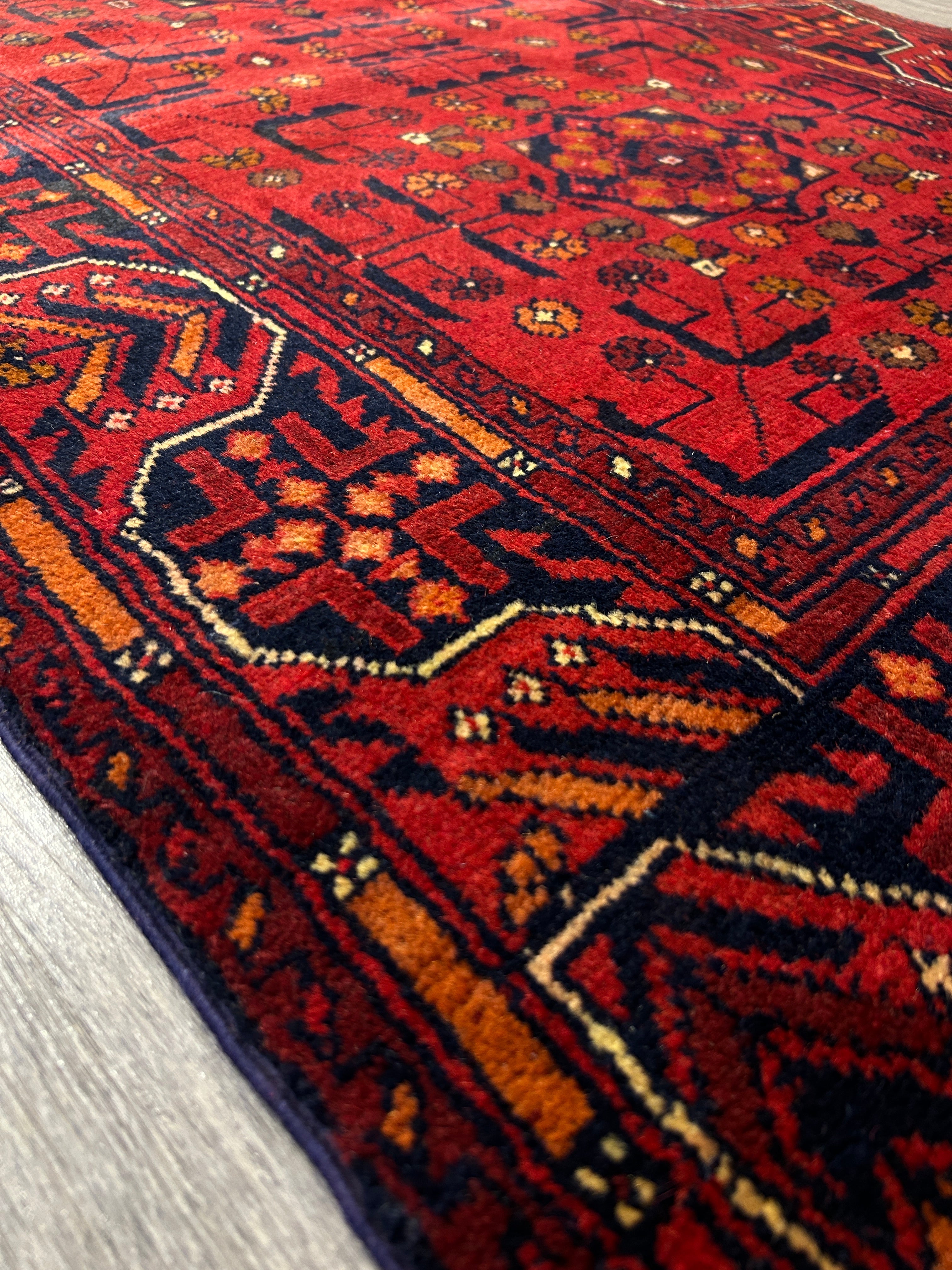 Red Vintage Afghan Kundus Wool Rug 148cm x 96cm