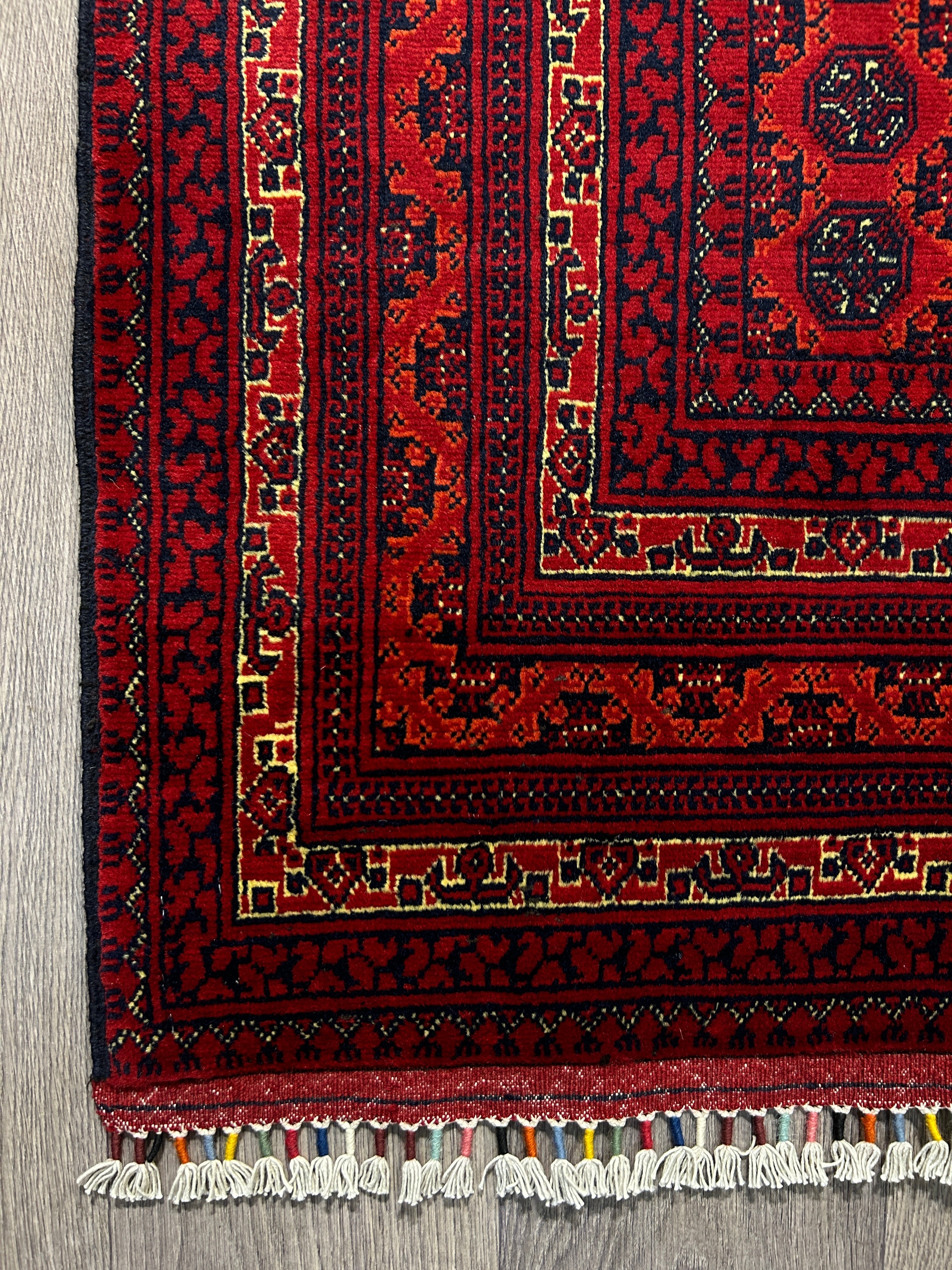 Red Afghan Khoja Roshnai Wool Rug 147cm x 103cm