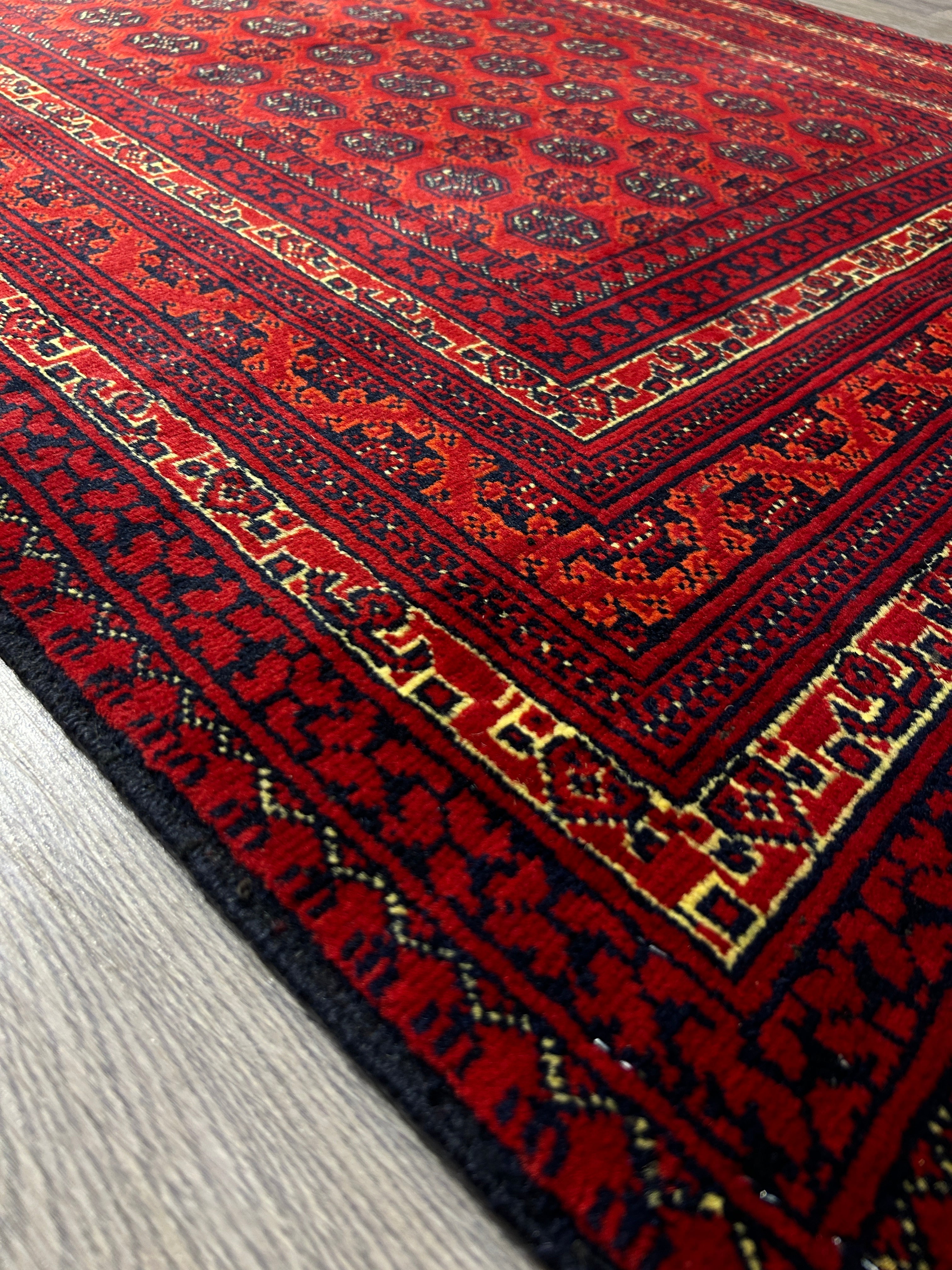 Red Afghan Khoja Roshnai Wool Rug 147cm x 103cm