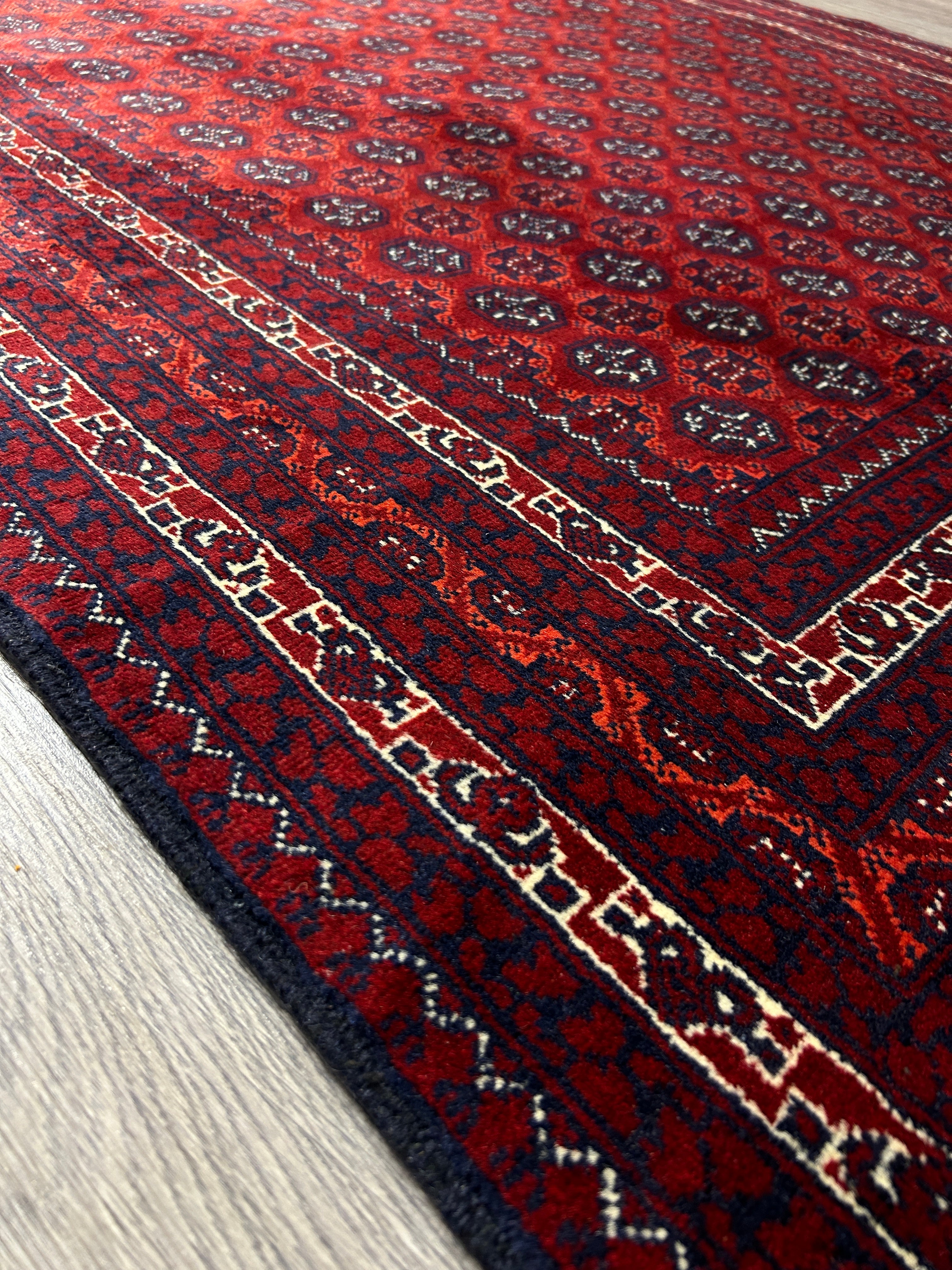 Red Afghan Khoja Roshnai Wool Rug 192cm x 146cm