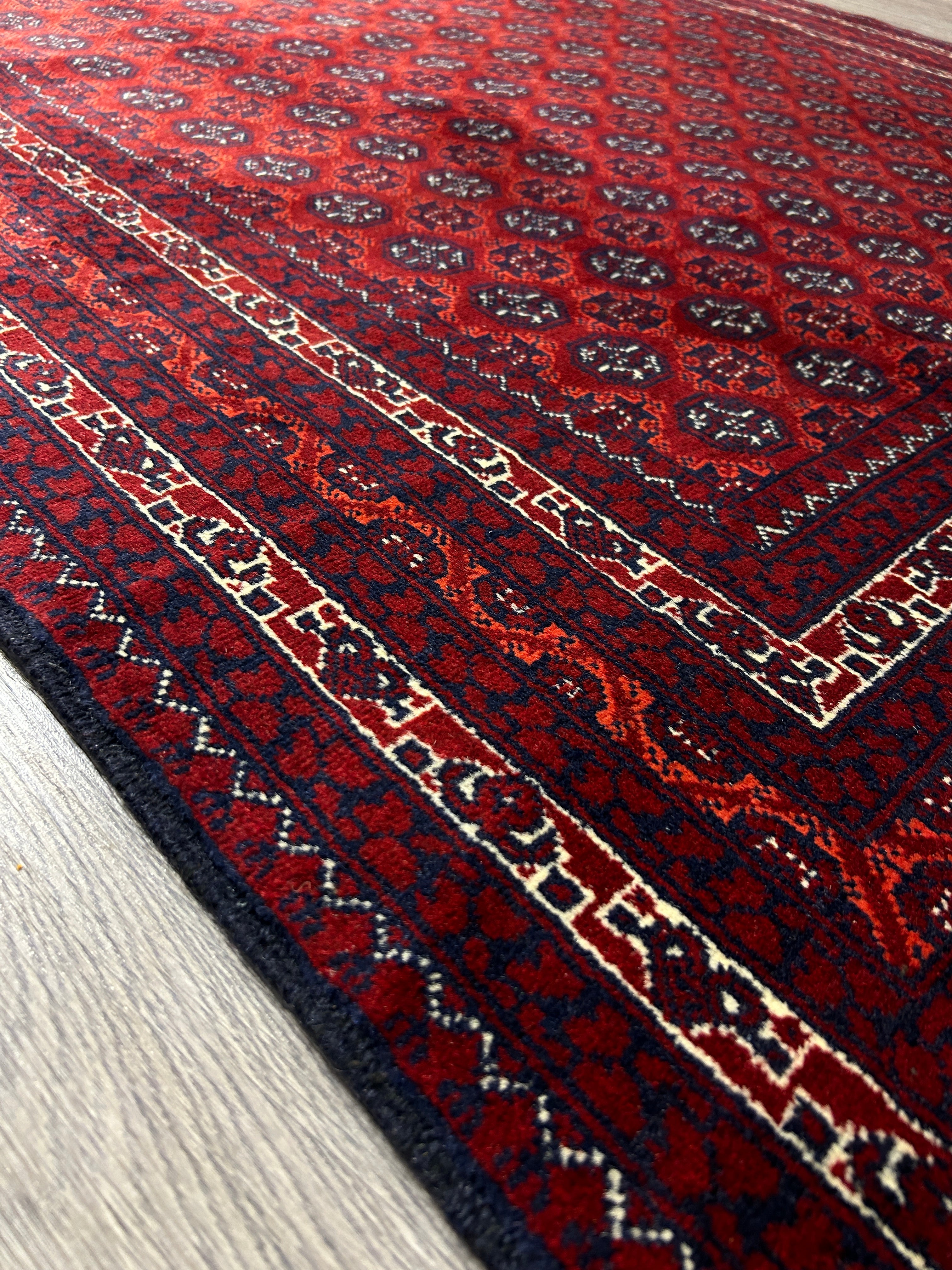 Red Afghan Khoja Roshnai Wool Rug 192cm x 146cm