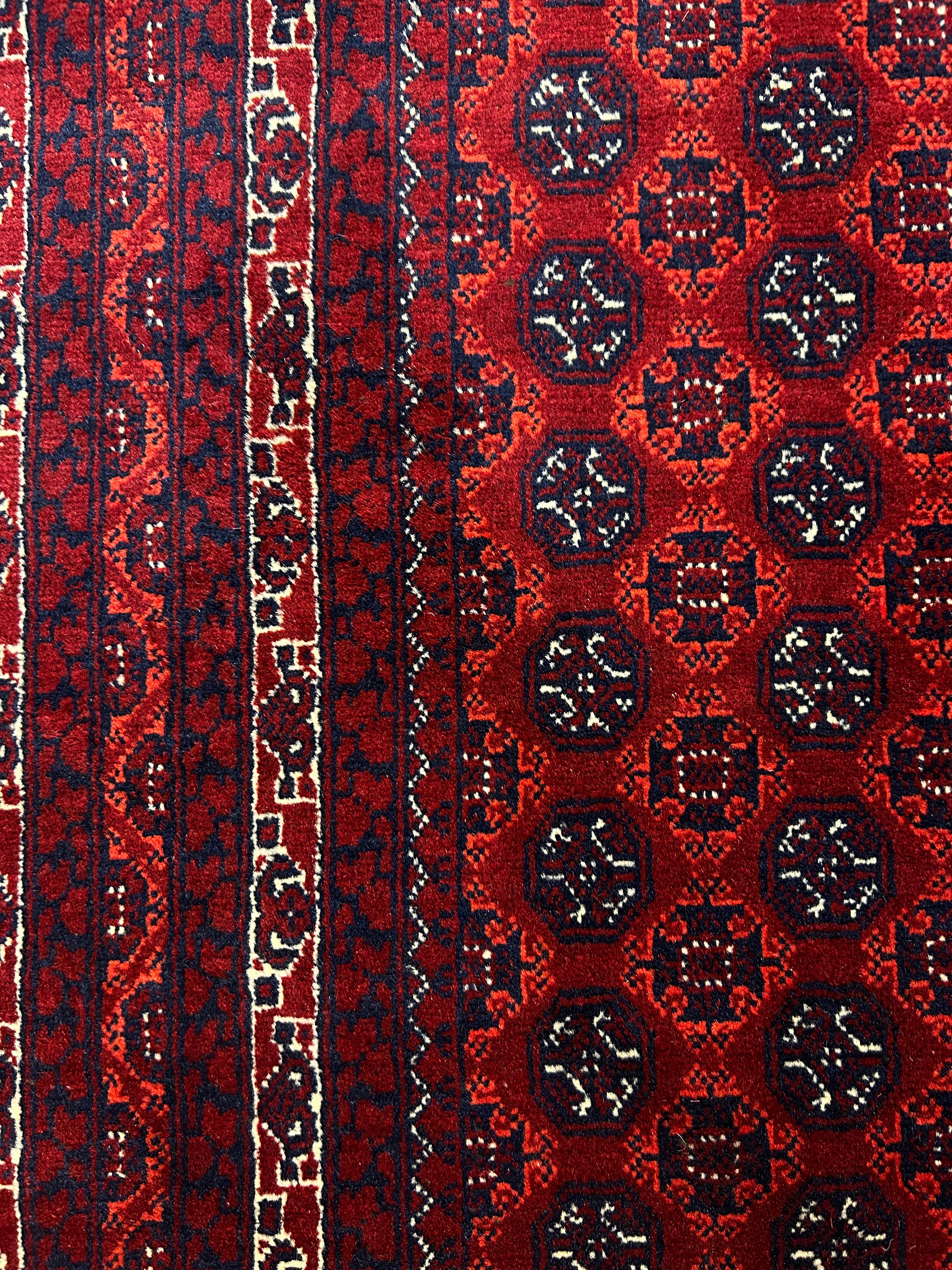 Red Afghan Khoja Roshnai Wool Rug 192cm x 146cm