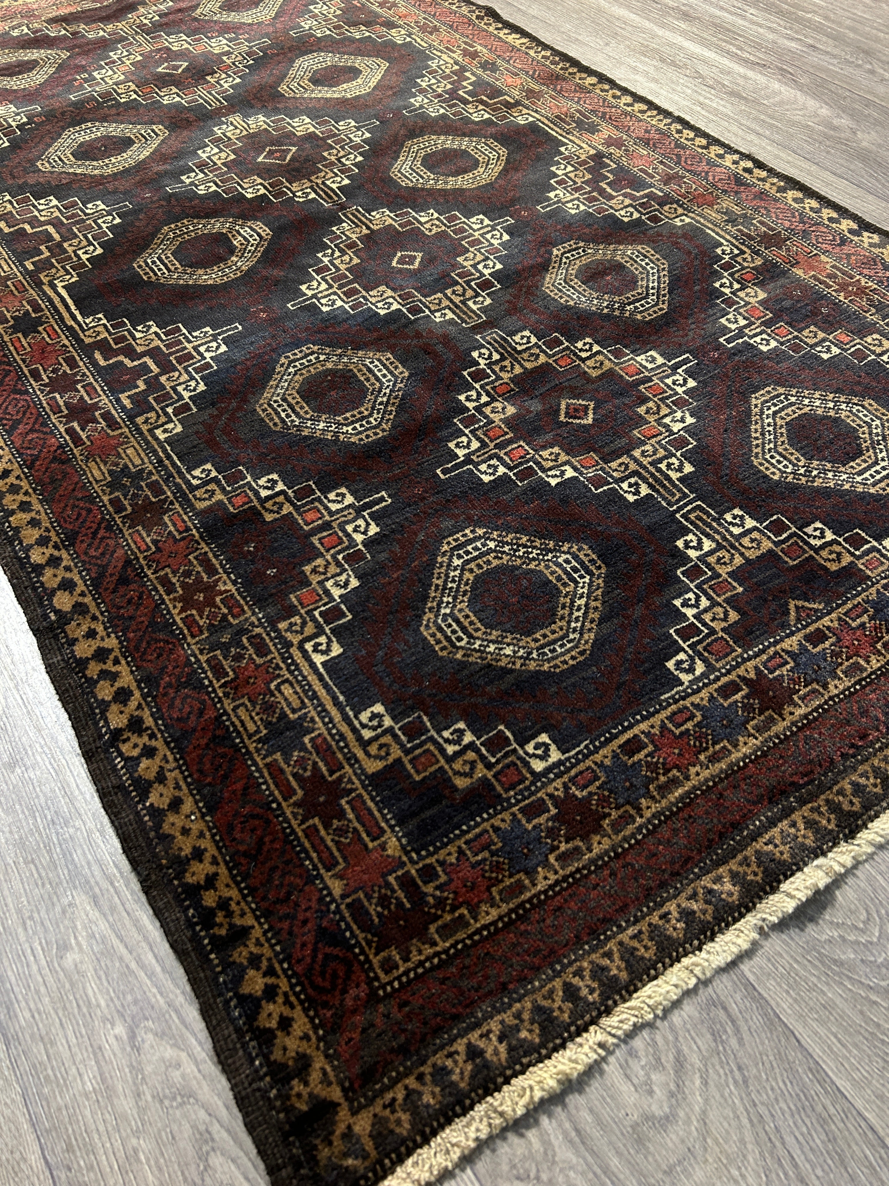 Vintage Persian Baluchi Wool Rug 185cm x 105cm