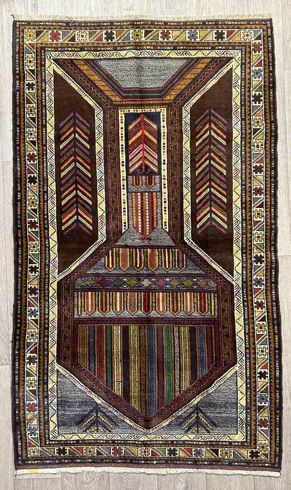 Vintage Persian Baluchi Wool Rug 204cm x 104cm
