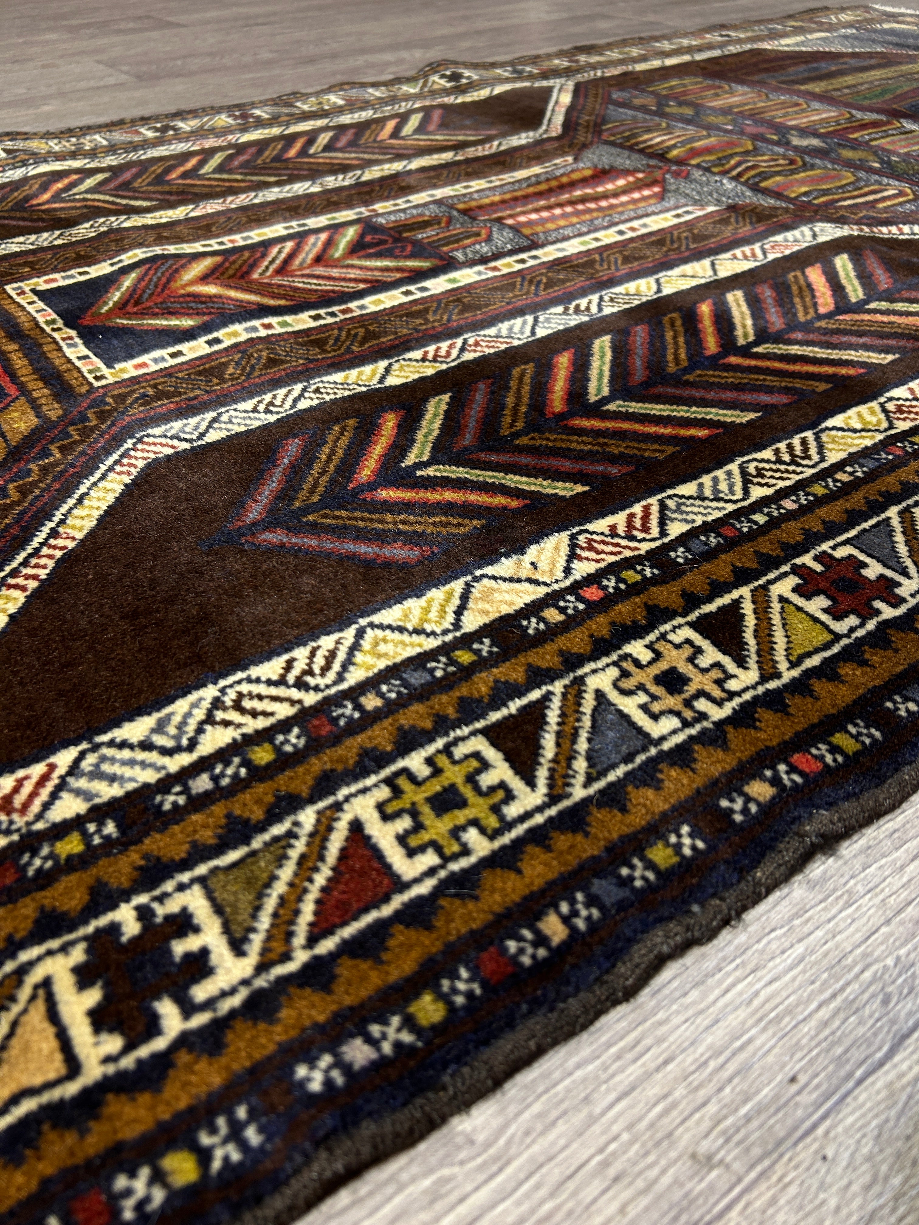 Vintage Persian Baluchi Wool Rug 204cm x 104cm