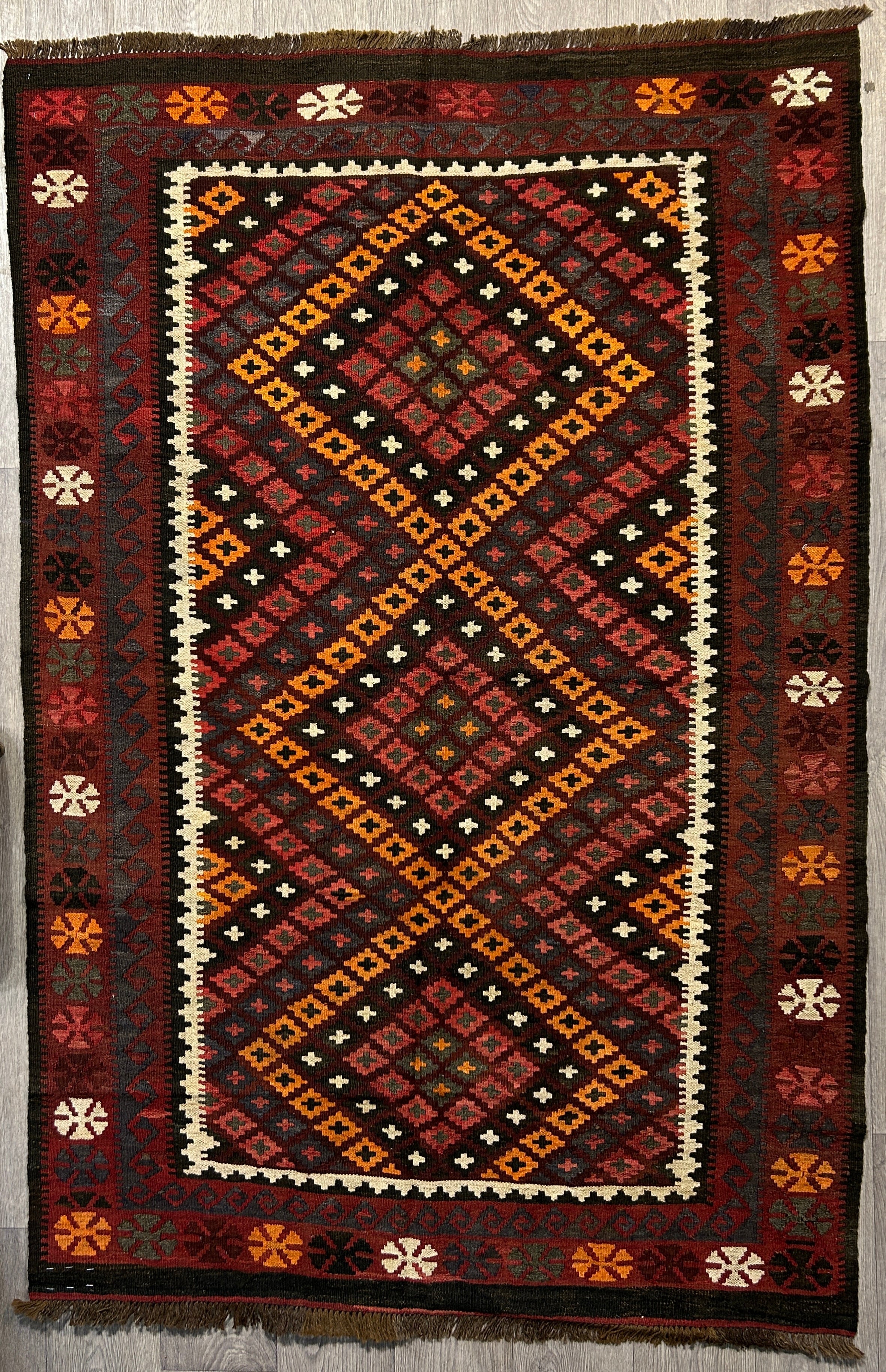 Vintage Persian Kilim Wool Rug 218cm x 142cm