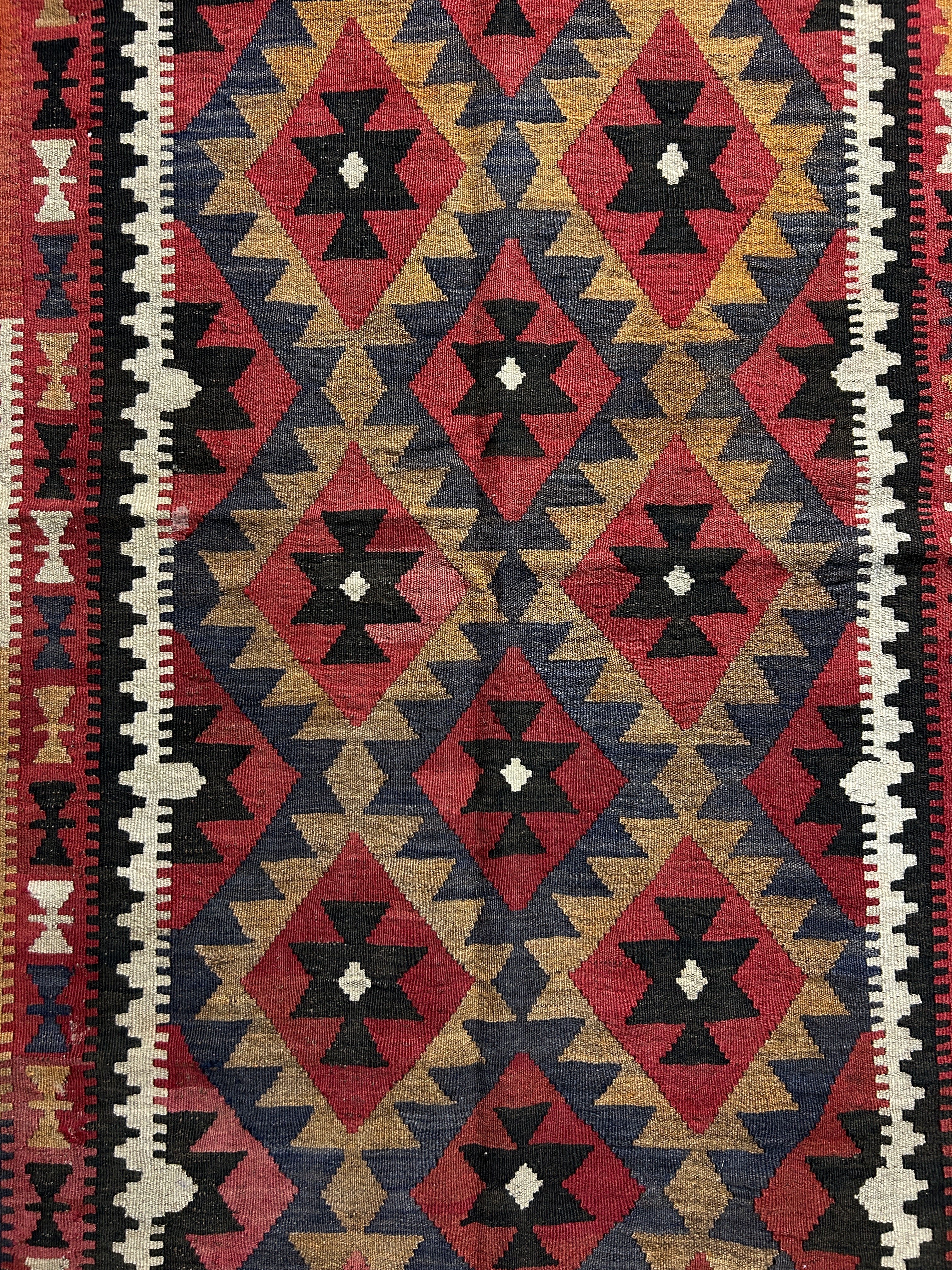 Muted Red Vintage Persian Kilim Wool Rug 257cm x 158cm