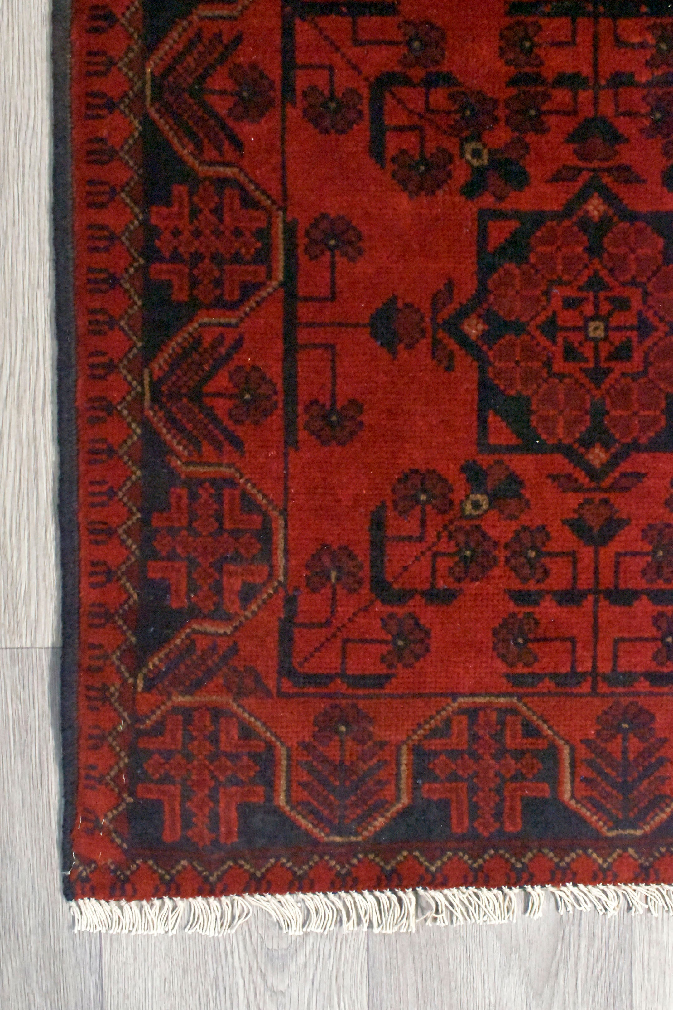 Red Afghan Khal Wool Rug 125cm x 75cm K109