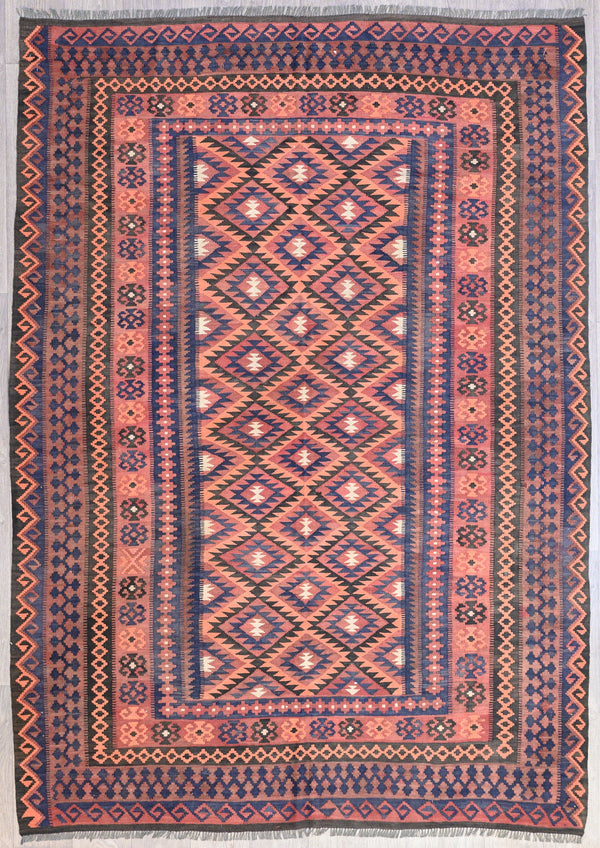 Red Orange Vintage Persian Kilim Wool Rug 277cm x 195cmcm