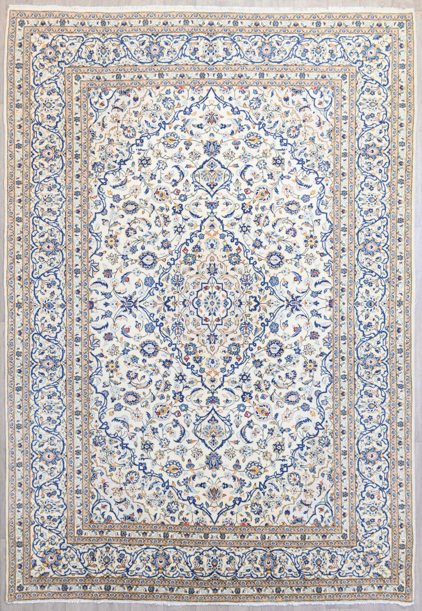 Beige Cream Persian Kashan Wool Rug 367cm x 251cm K1101