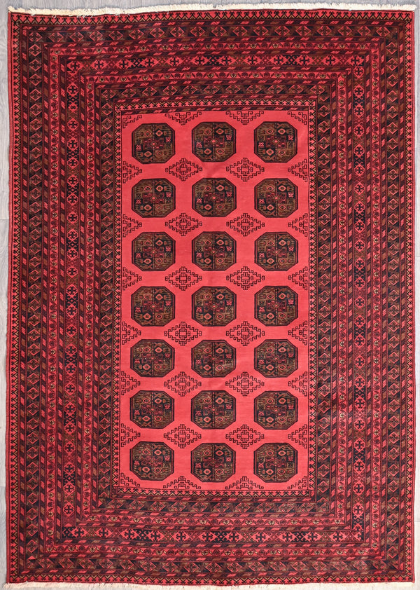 Deep Red Vintage Afghan Kundus  Wool Rug 288cm x 202cm