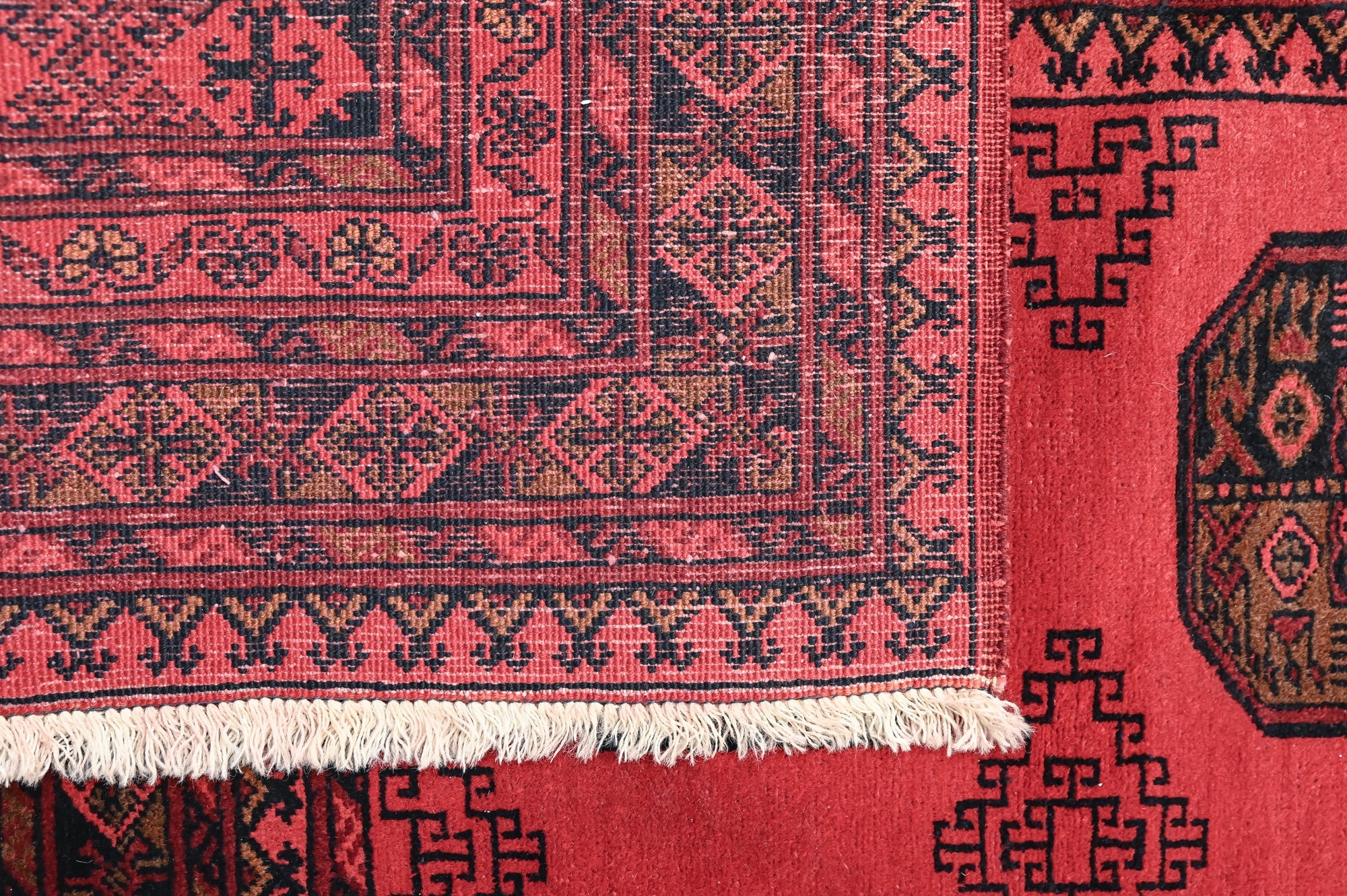 Deep Red Vintage Afghan Kundus  Wool Rug 288cm x 202cm