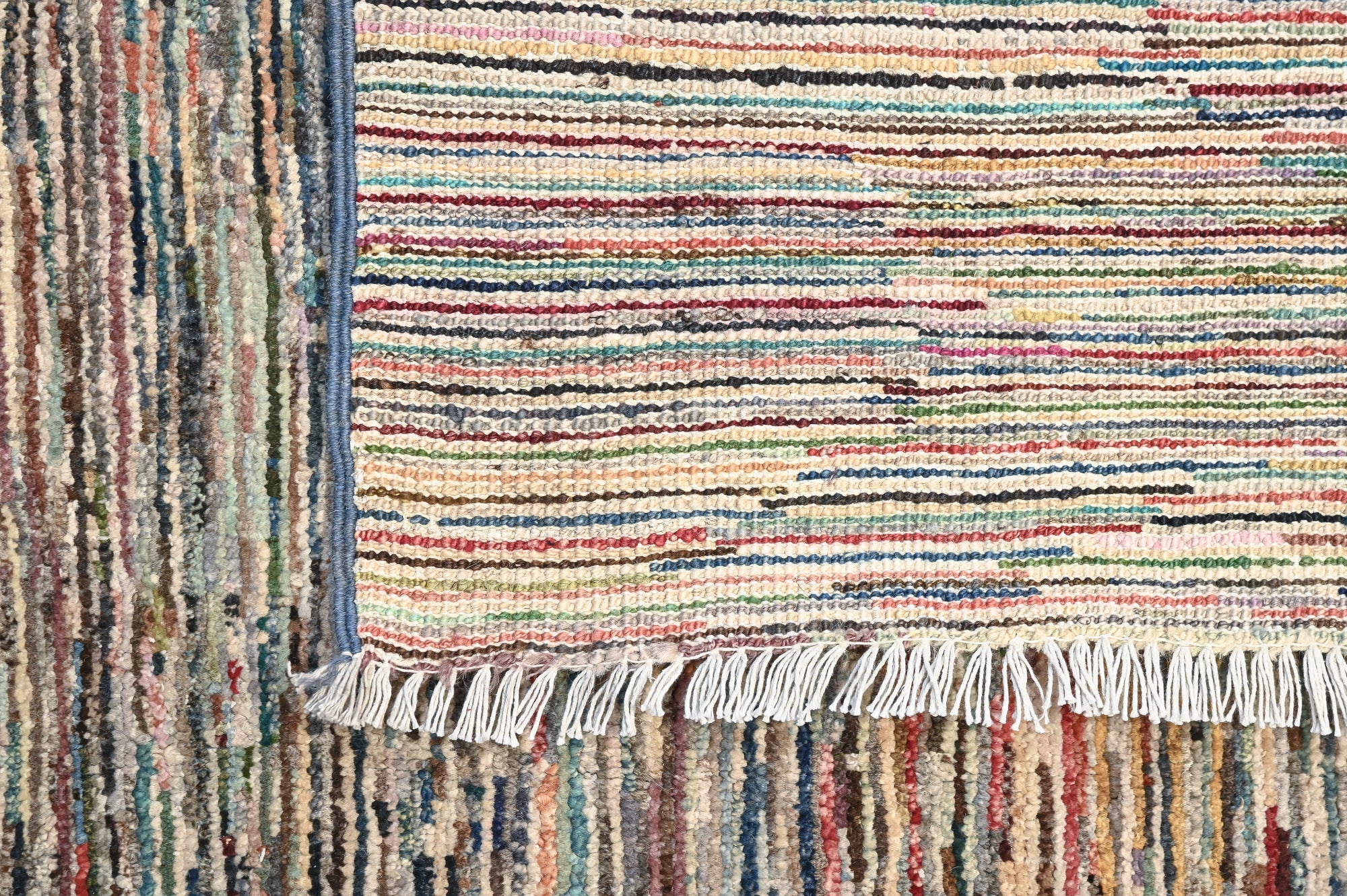 Natural Veg Dye Afghan Chobi Stripi Wool Rug 292cm x 240cm