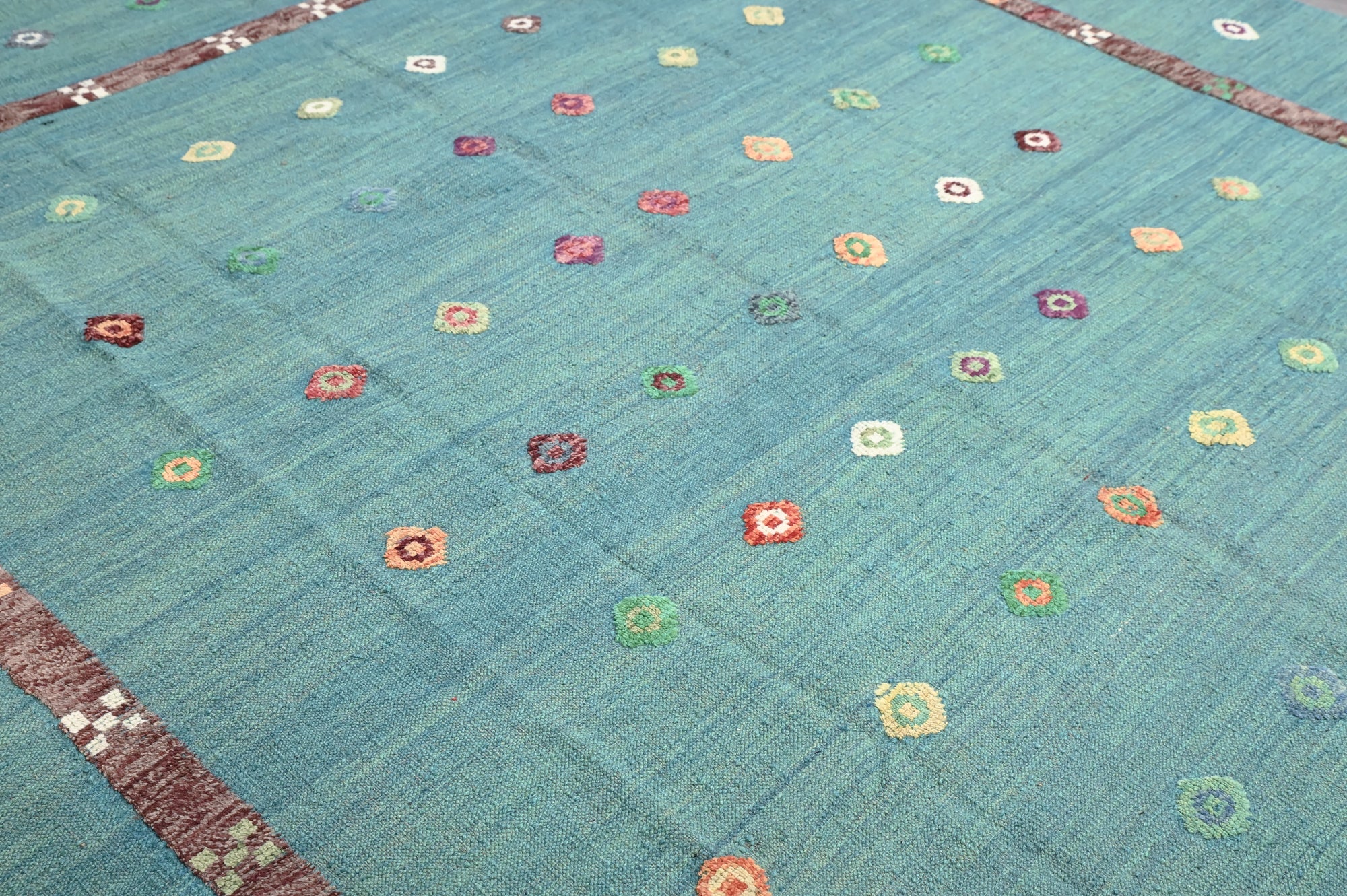 Light Blue Persian Barjasta Kilim Wool Rug 287cm x 256cm