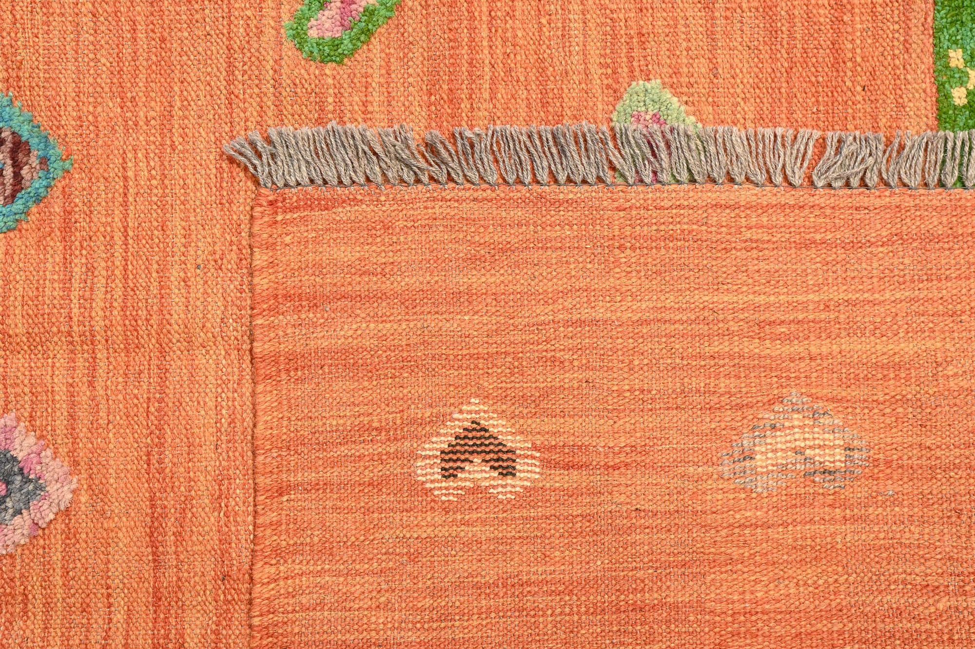 Terracotta Persian Barjasta Kilim Wool Rug 341cm  244cm