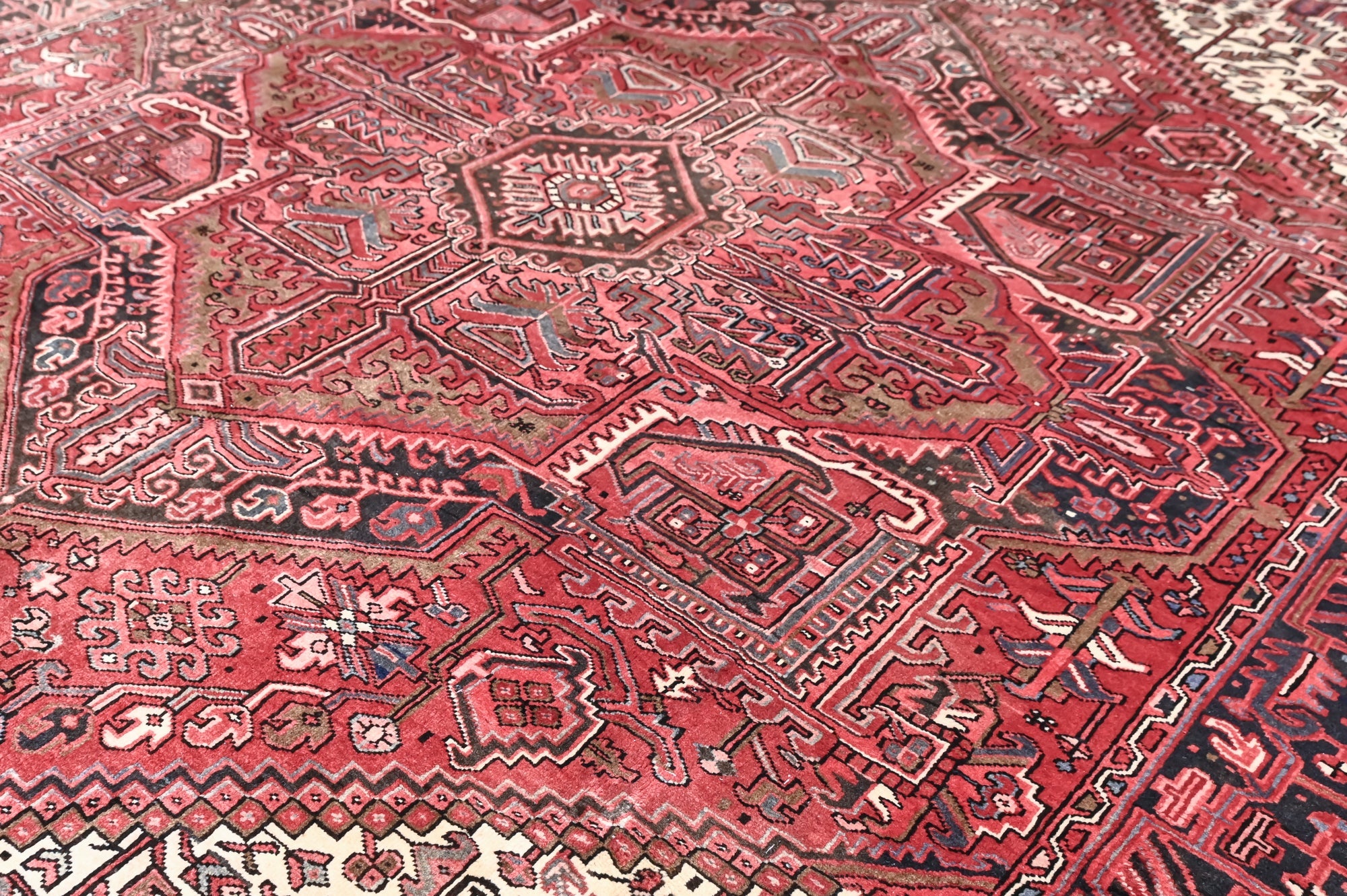 Muted Red Vintage c.1950  Persian Heriz Wool Rug 390cm x 305cm