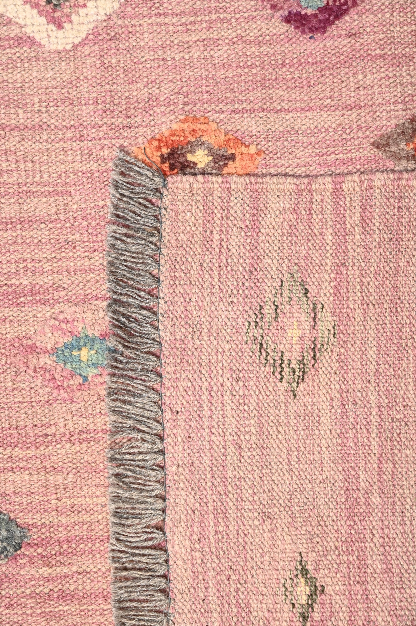 Baby Pink Persian Barjasta Kilim Wool Rug 203cm x 153cm