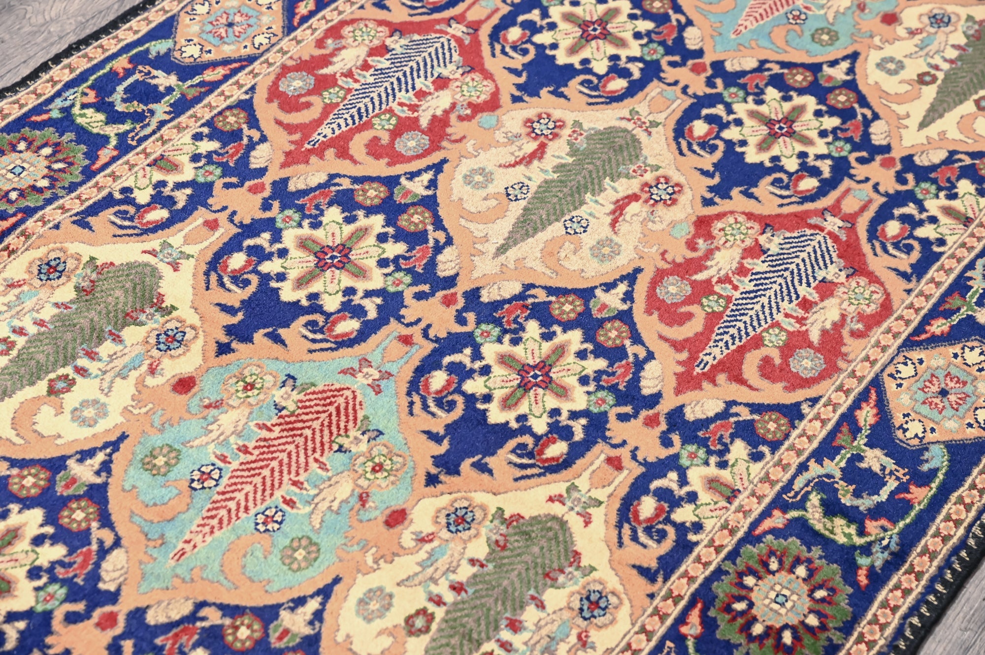 Blue Afghan Mazari Tree Design Wool Runner 279cm x 92cm