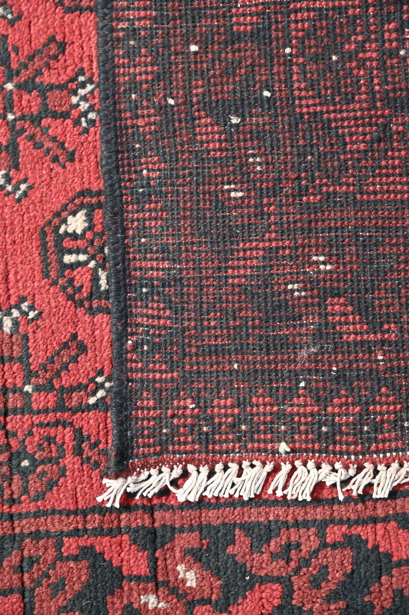 Red Afghan Turkoman Bukhara Wool Runner 300cm x 80cm