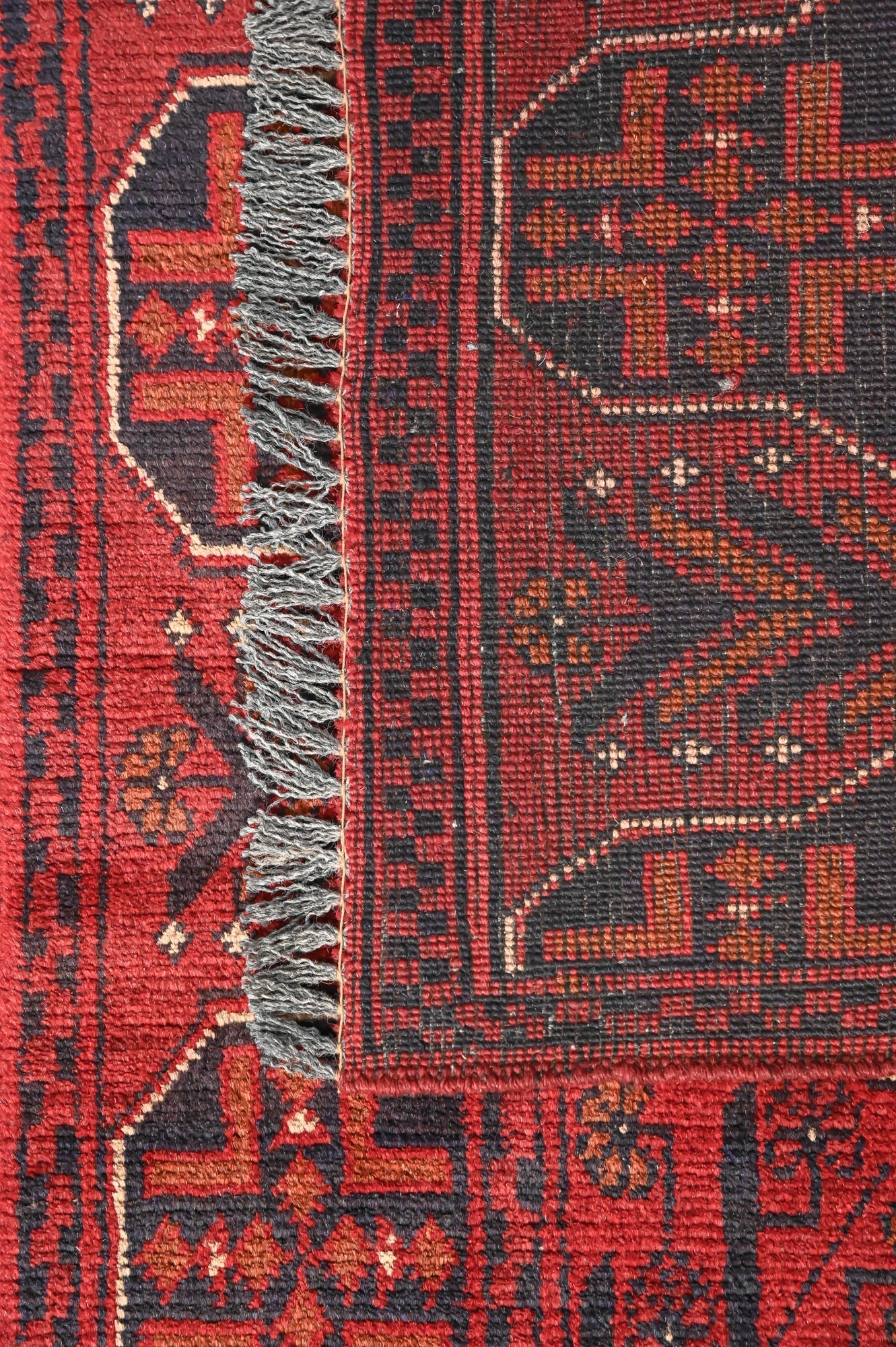 Red Afghan Khal Mohammadi Wool Runner 280cm x 85cm