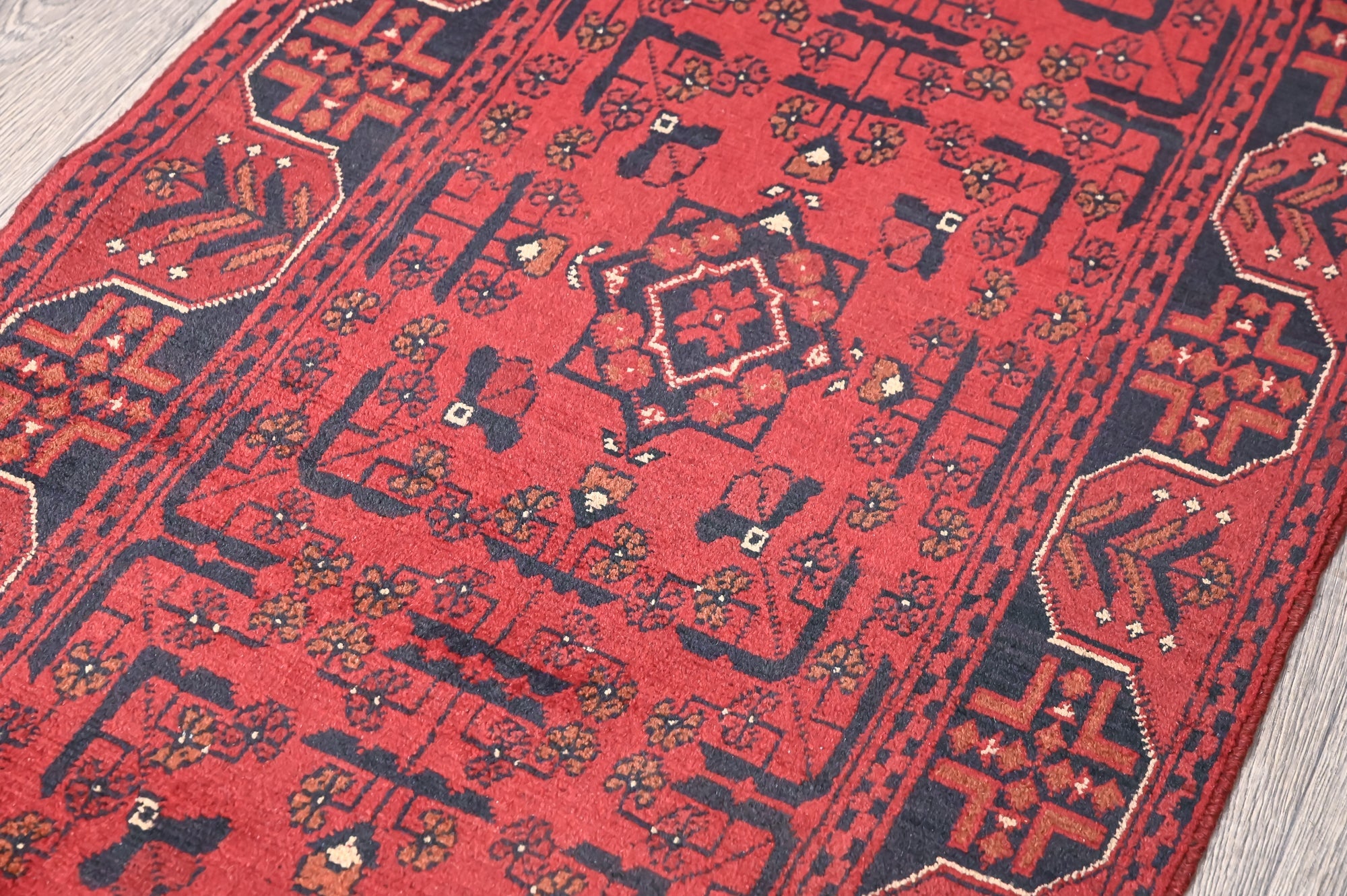 Red Afghan Khal Mohammadi Wool Runner 280cm x 85cm