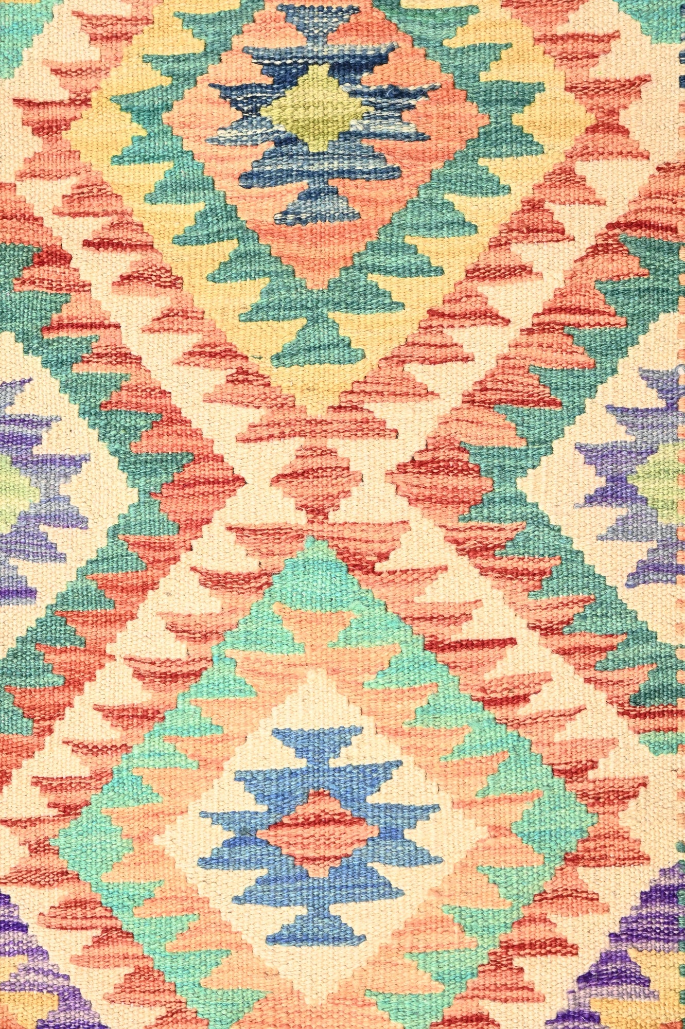 Multicolour Afghan Boho Kilim Wool Runner 406cm x 82cm