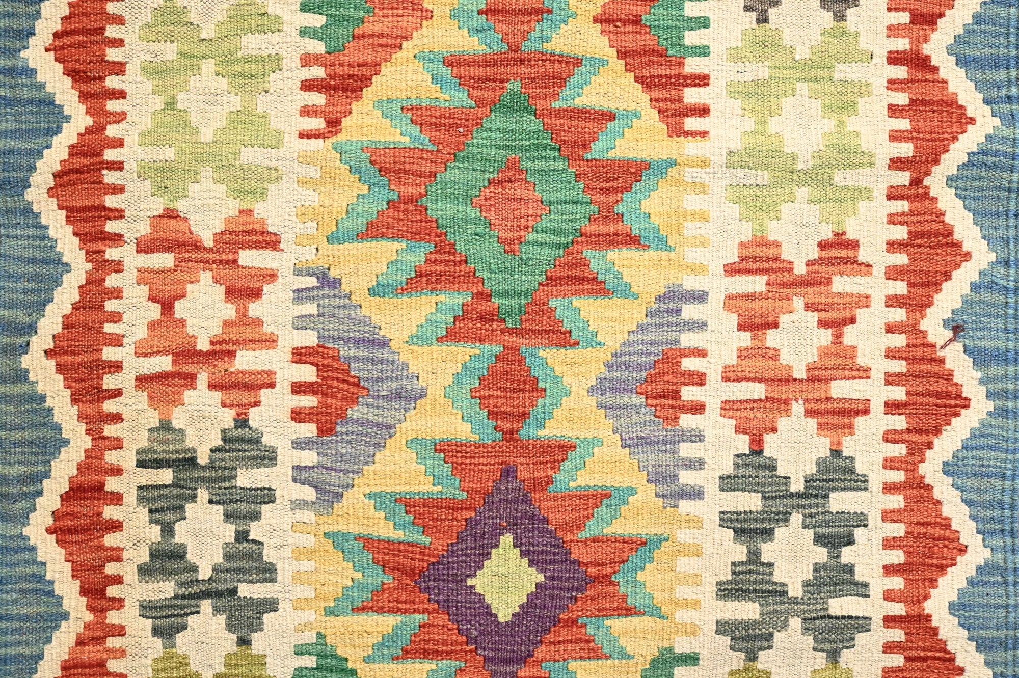 Mutlicolour Afghan Boho Kilim Wool Runner 405cm x 85cm