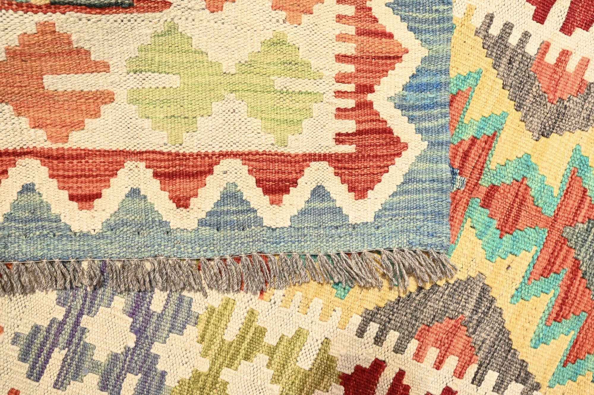 Mutlicolour Afghan Boho Kilim Wool Runner 405cm x 85cm