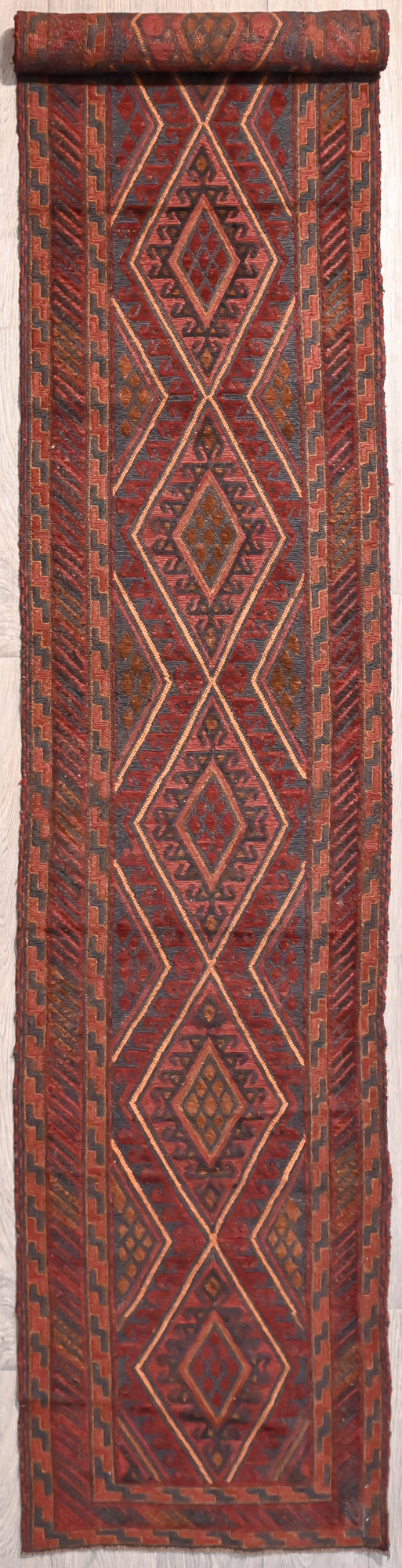 Vintage Persian Meshwani Tribal Wool Runner 383cm x 65cm