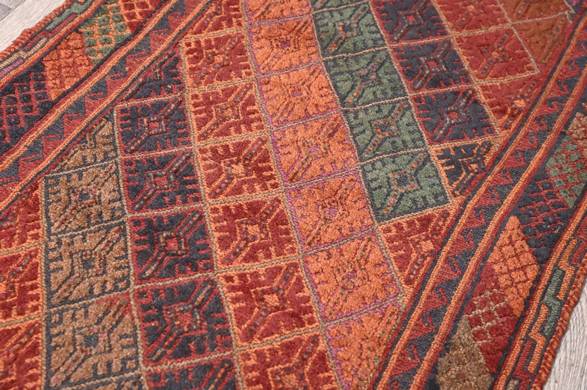 Red Persian Meshwani Tribal Wool Runner 371cm x 90cm