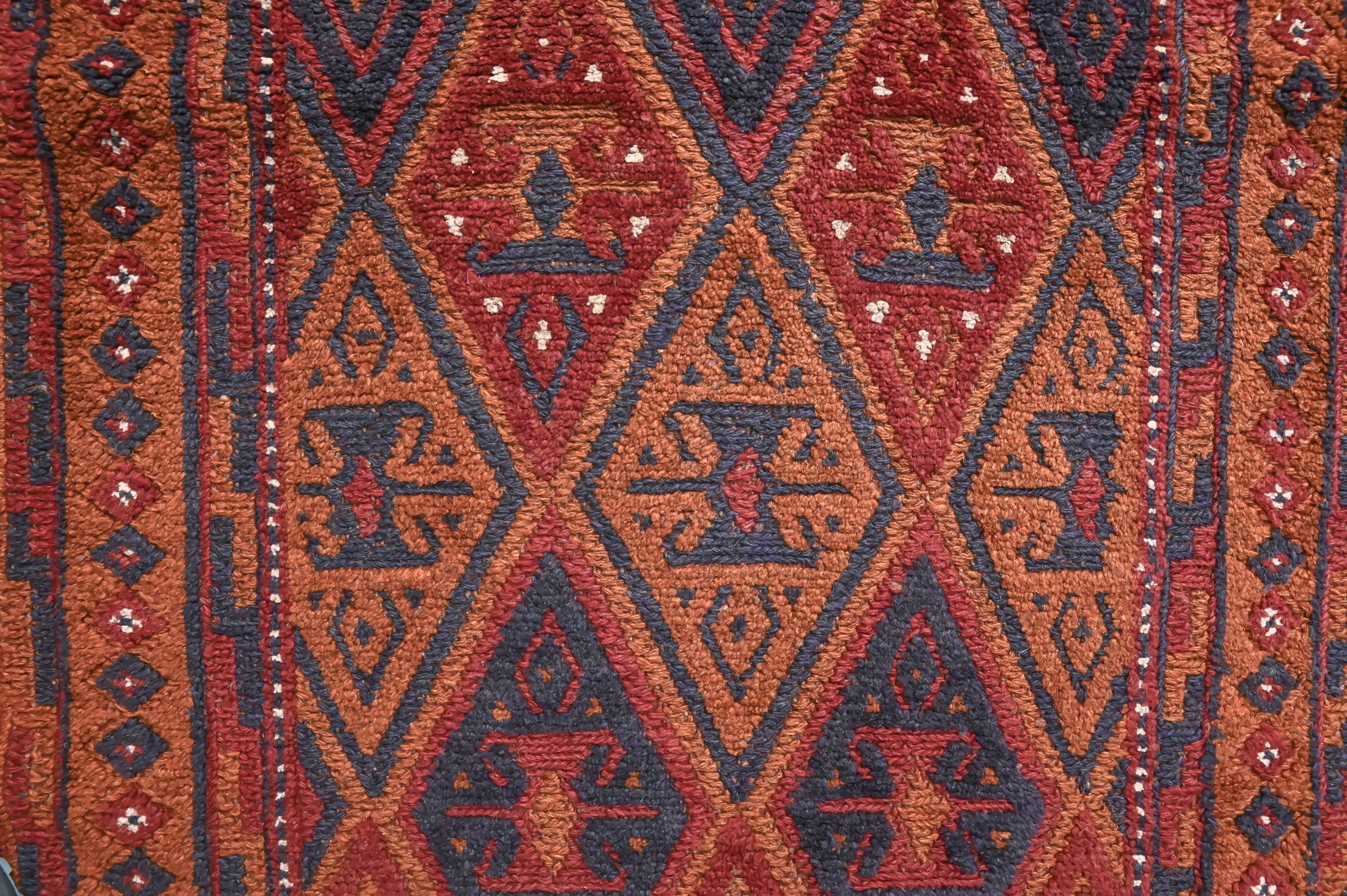 Red and Brown Persian Meshwani Tribal Wool Runner 393cm x 78cm