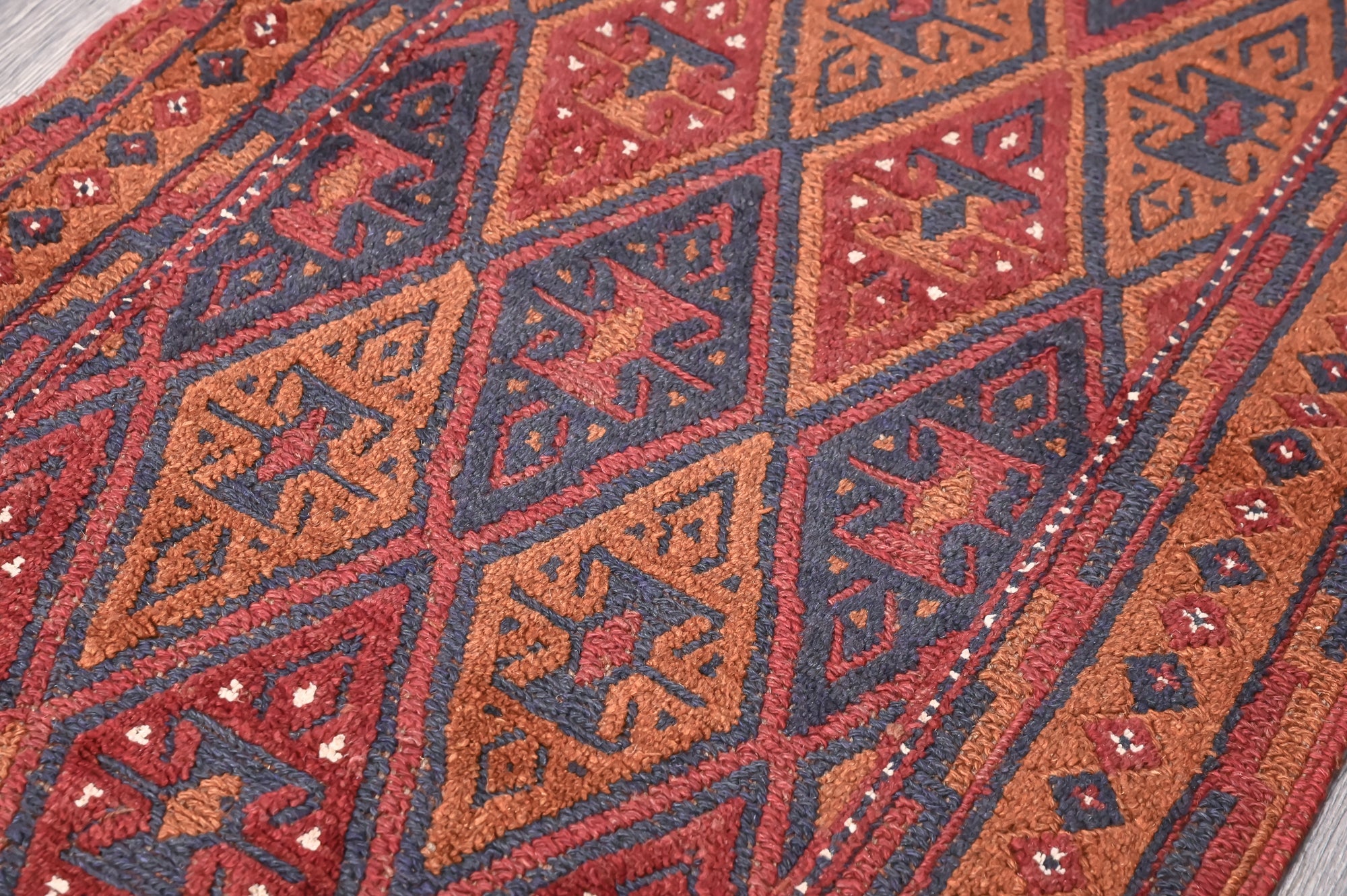 Red and Brown Persian Meshwani Tribal Wool Runner 393cm x 78cm