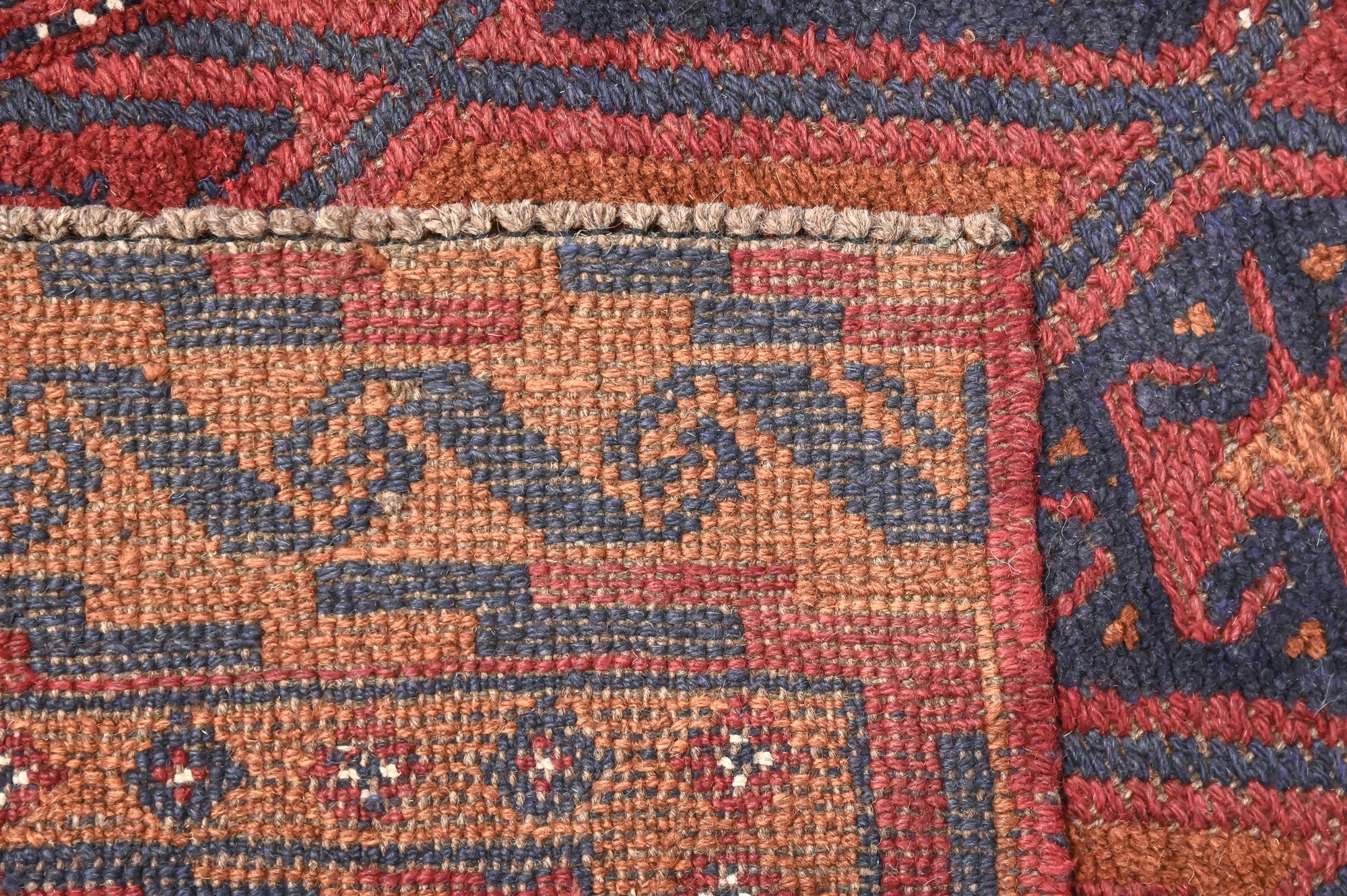 Red and Brown Persian Meshwani Tribal Wool Runner 393cm x 78cm