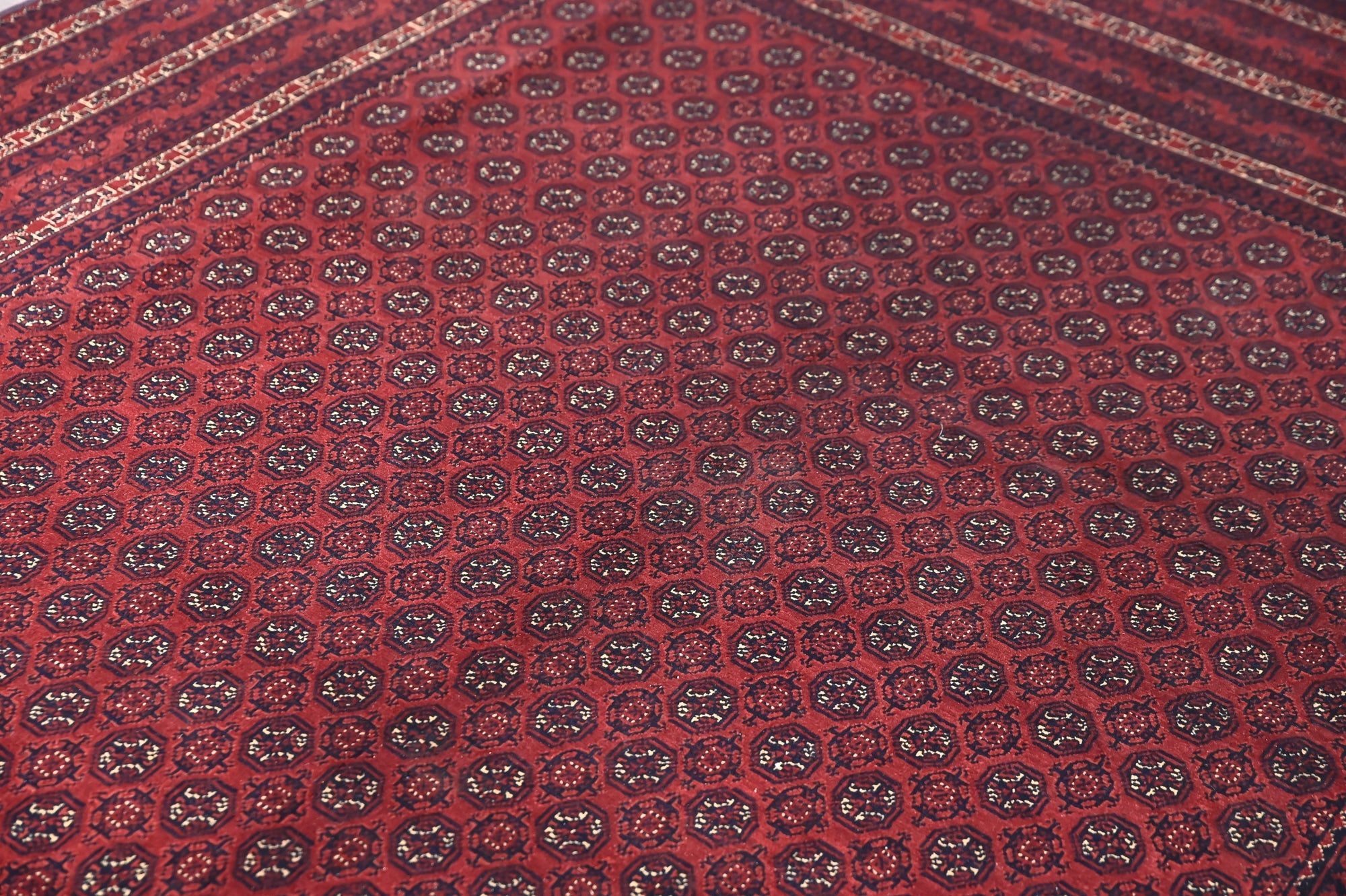 Wine Red Afghan Khoja Roshnai Wool Rug 284cm x 187cm