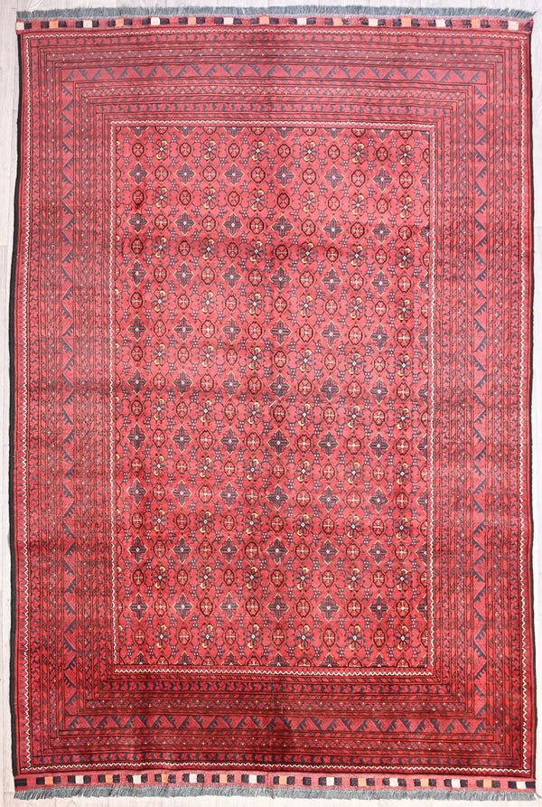 Red Afghan Vintage Kundus Wool Rug 288cm x 192cm