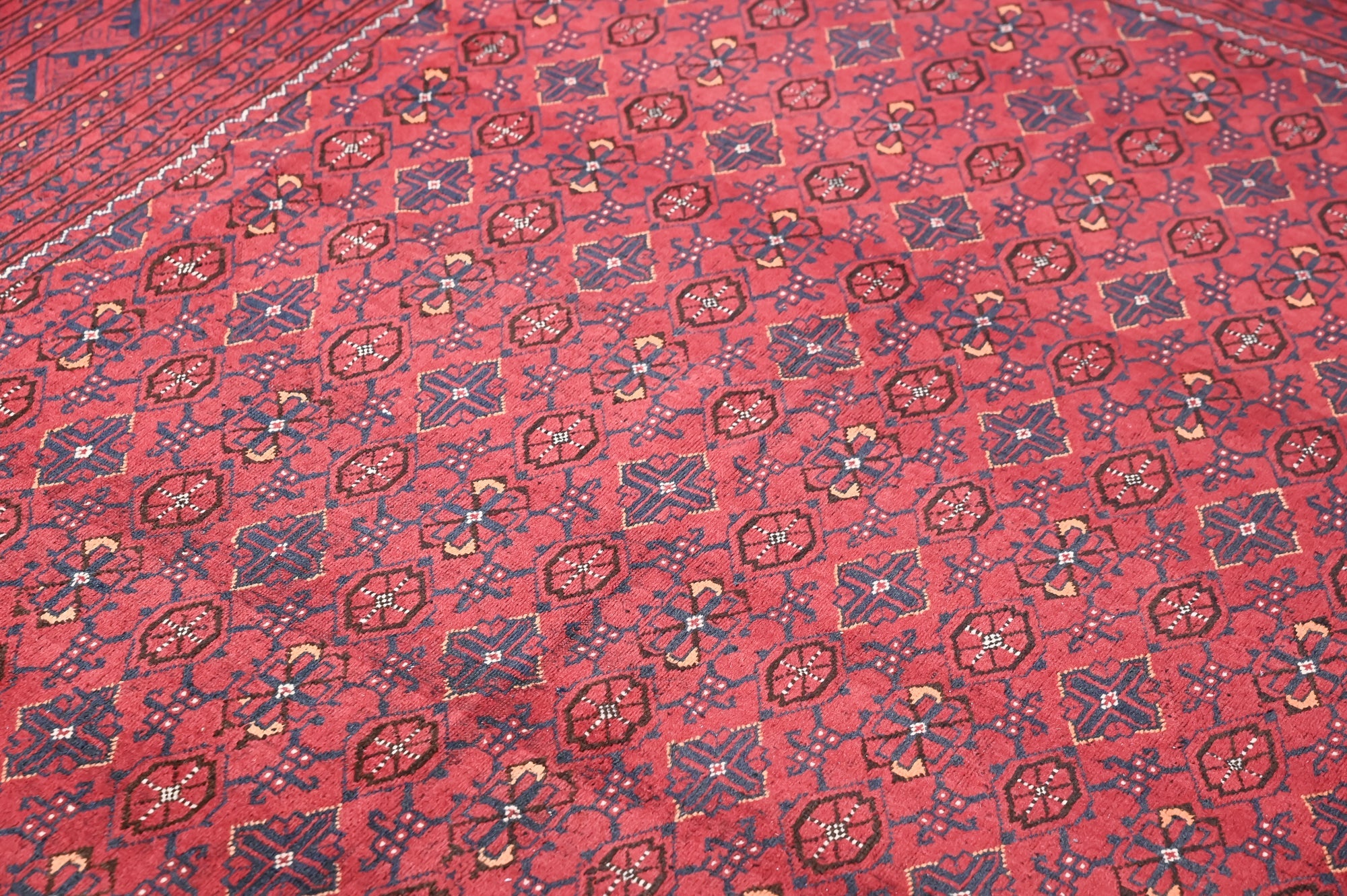 Red Afghan Vintage Kundus Wool Rug 288cm x 192cm