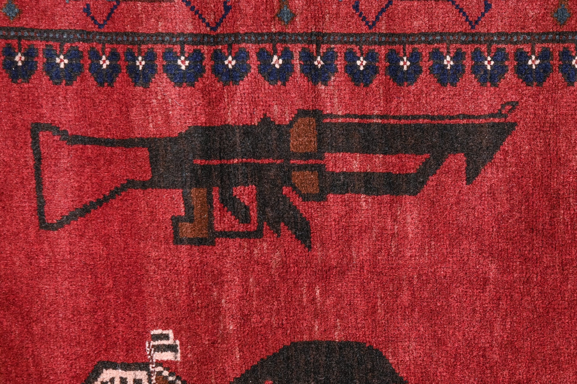 Red Vintage Afghan War Design Rug 289cm x 212cm