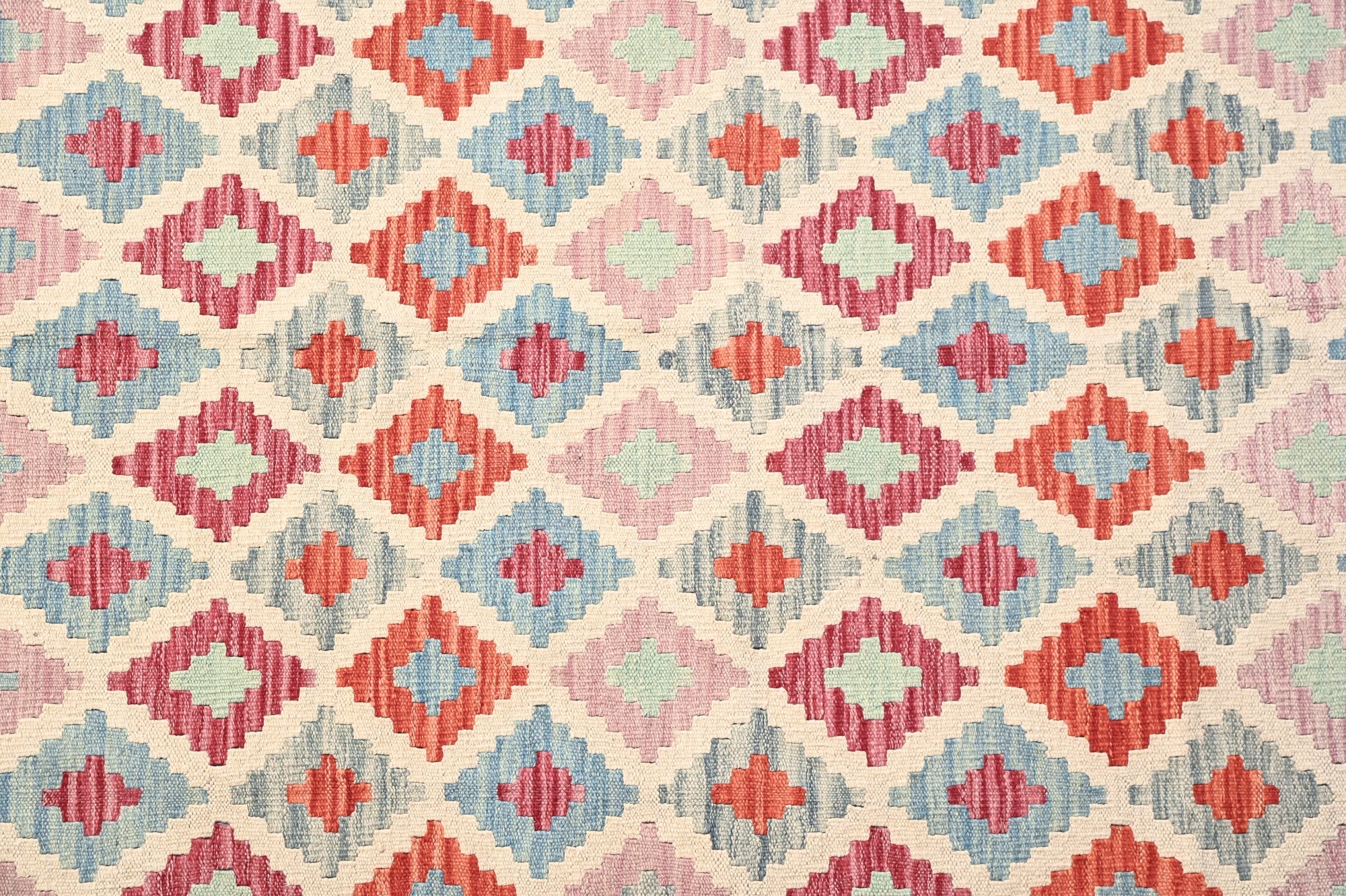 Pink Afghan Boho Kilim Wool Rug 241cm x 173cm