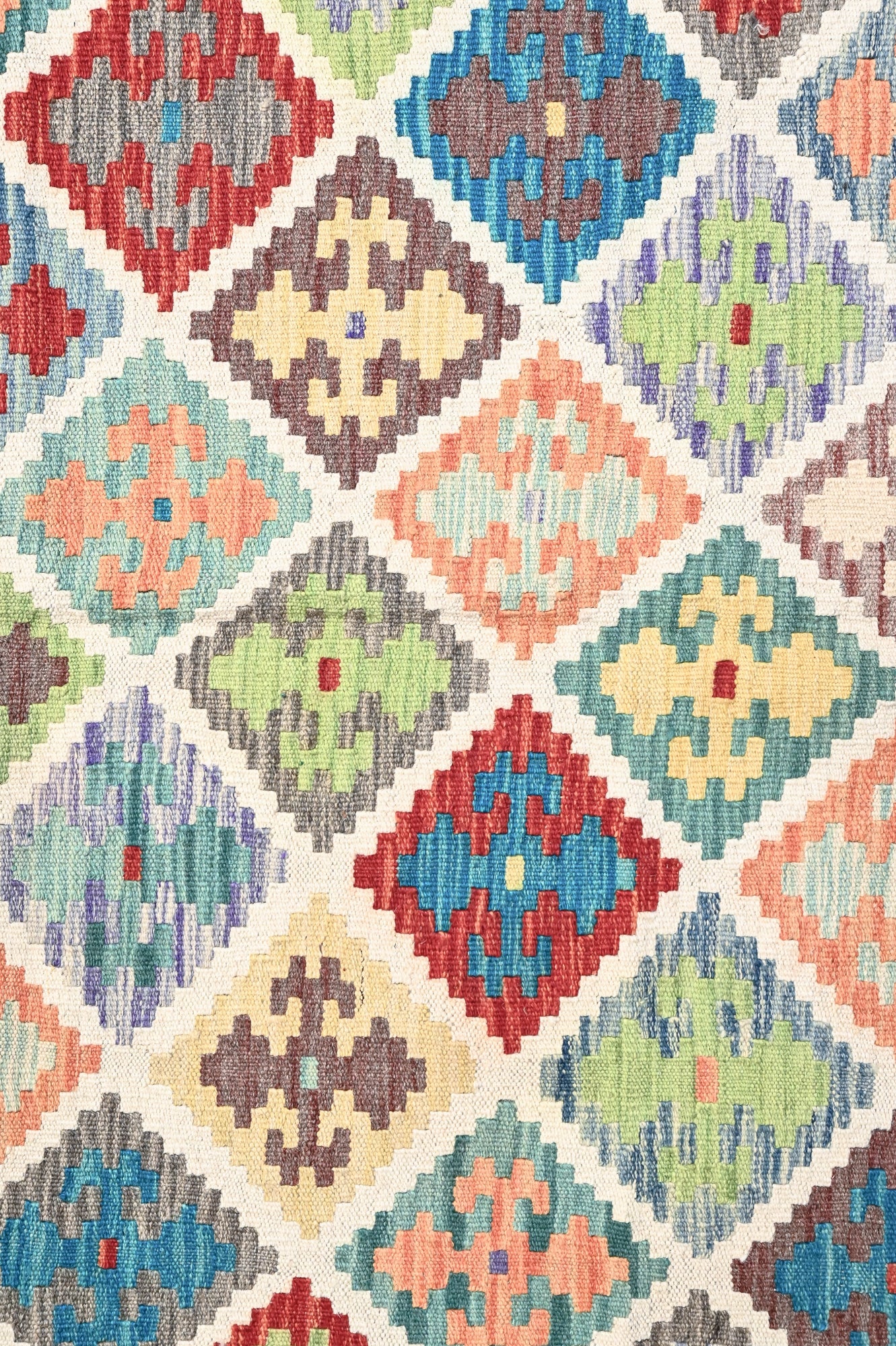 Multicolour Afghan Boho Kilim Wool Rug 253cm x 179cm