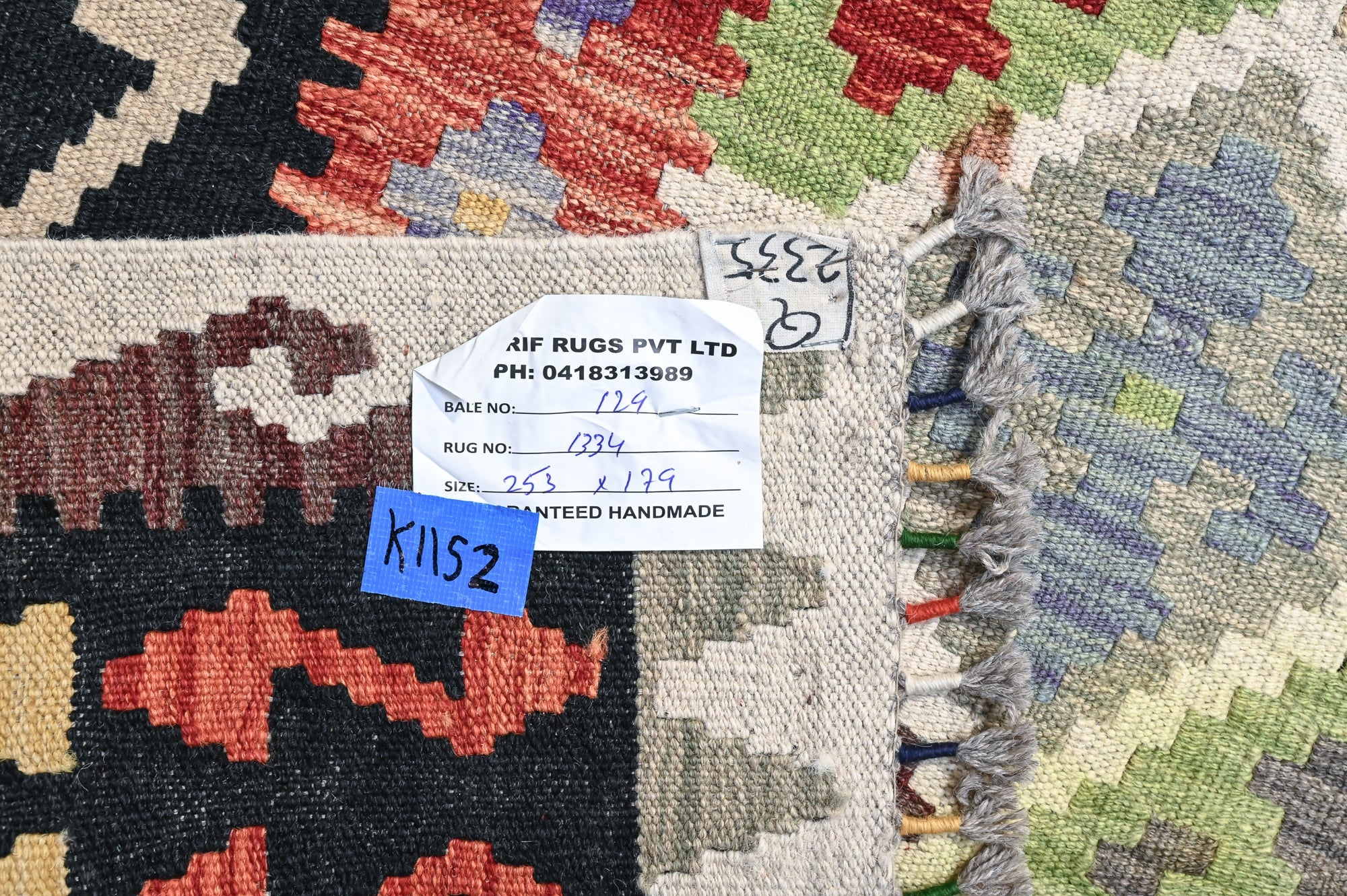 Multicolour Afghan Boho Kilim Wool Rug 253cm x 179cm