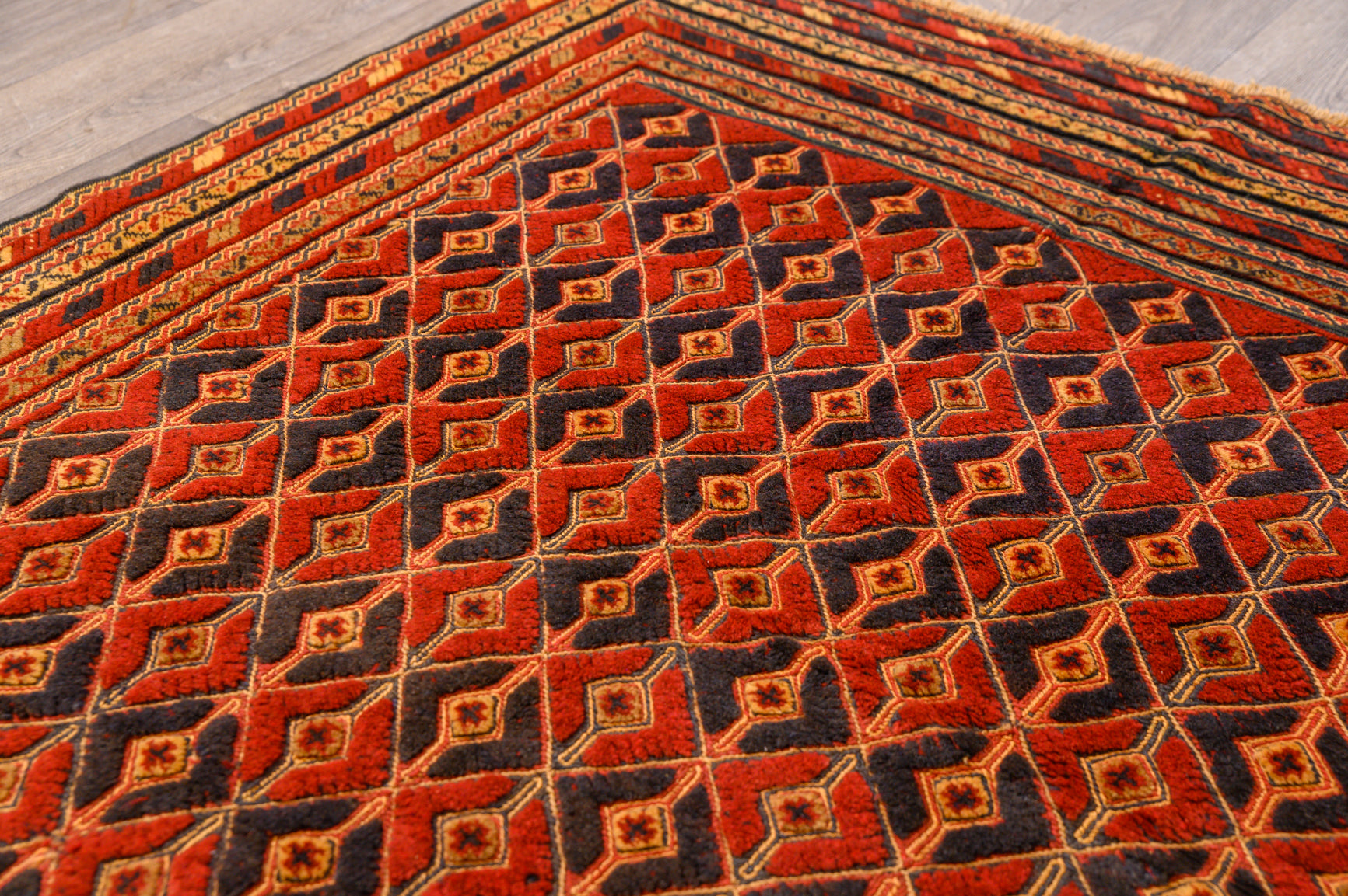 Red Persian Meshwani Wool Rug 186cm x 153cm