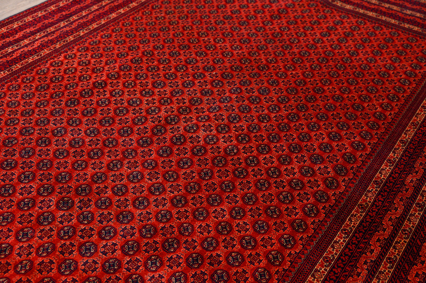 Deep Red Afghan Khoja Roshnai Wool Rug 292cm x 200cm