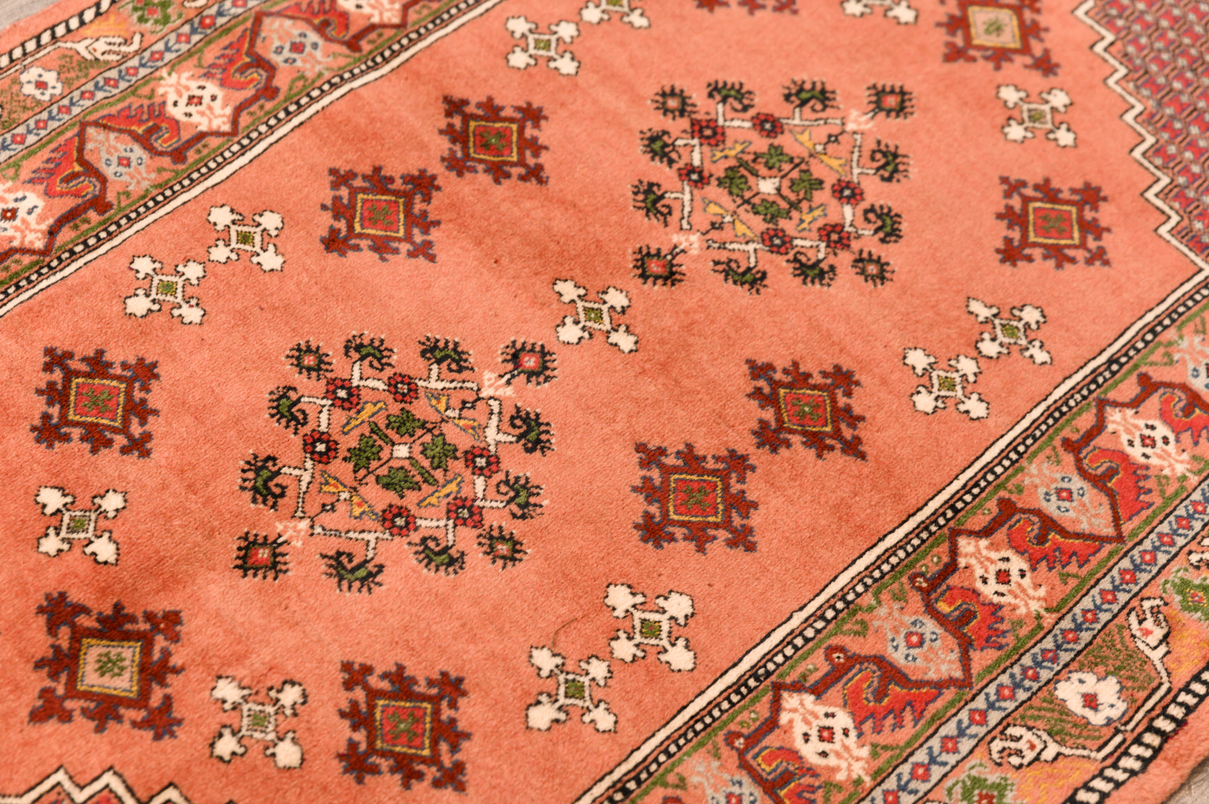 Pink Afghan Herati Silk n Wool Rug 145cm x 84cm