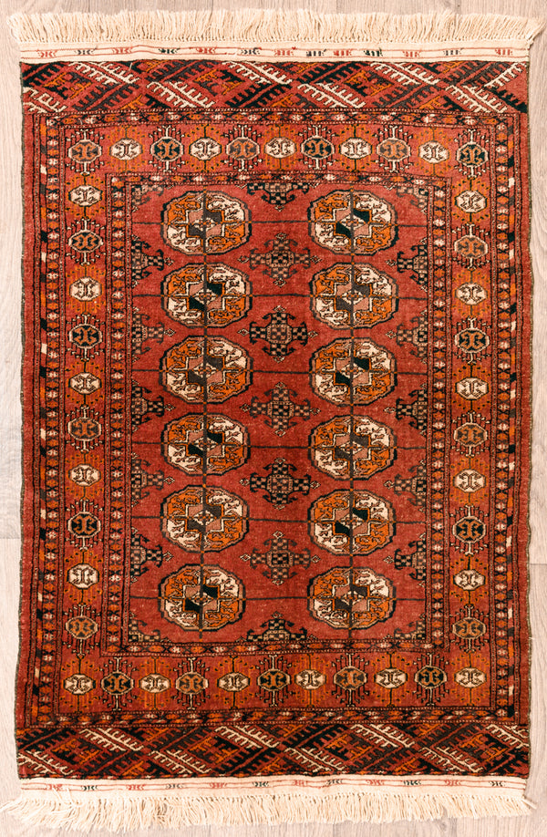 Vintage Persian Turkoman Wool Rug 115cm x 81cm